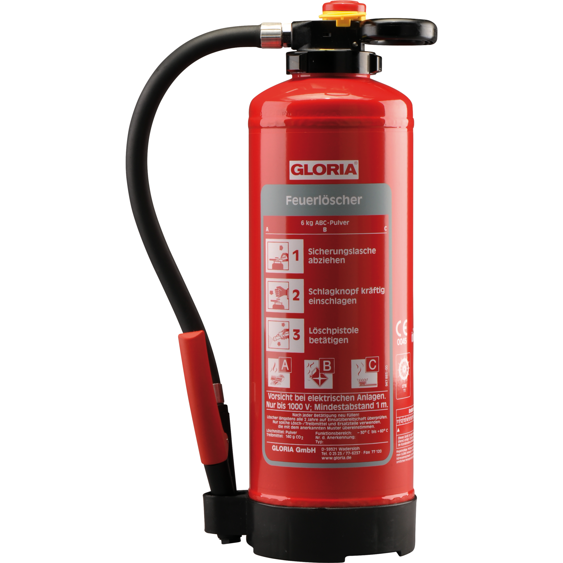 Pulver-Aufladefeuerlöscher PH6PRO mit Wandhalter