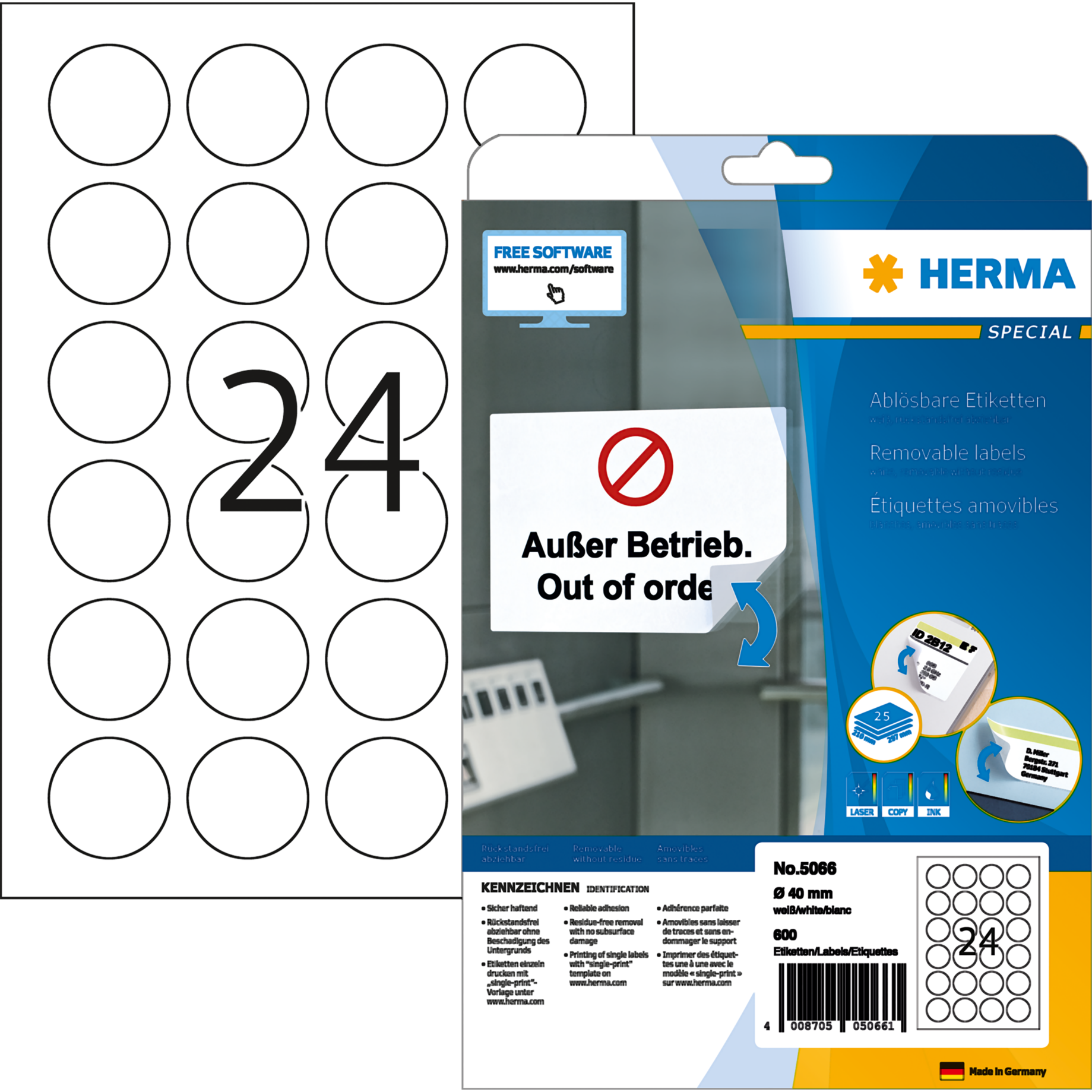 Universal-Etikett SPECIAL, rund, ablösbar PG mit 25 BL
