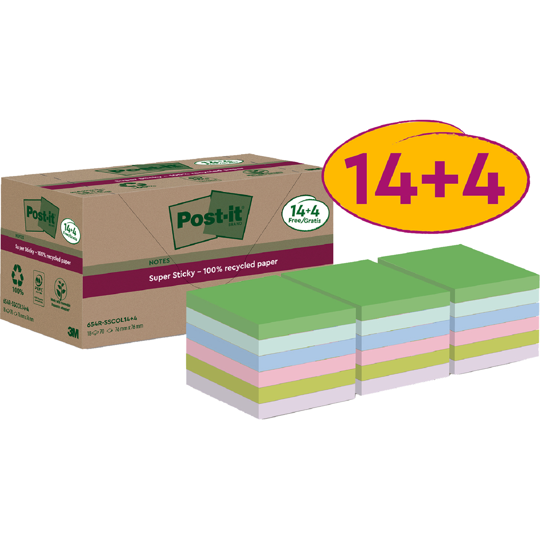 Super Sticky Recycling Notes Promotion 14+4