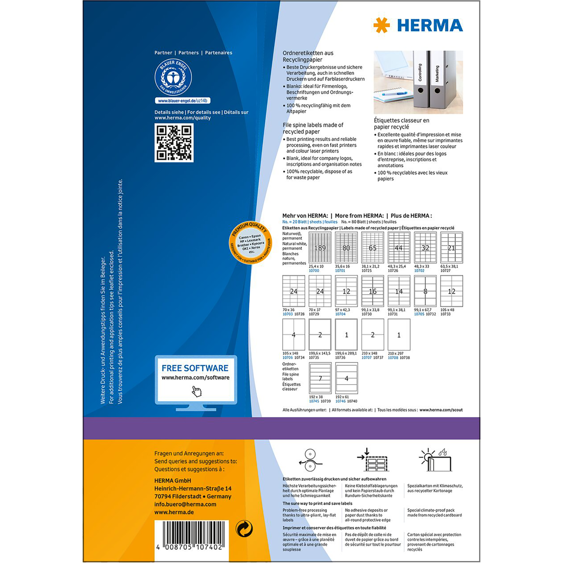 Etikett Recycling, Premium Qualität, PG mit 80 Blatt