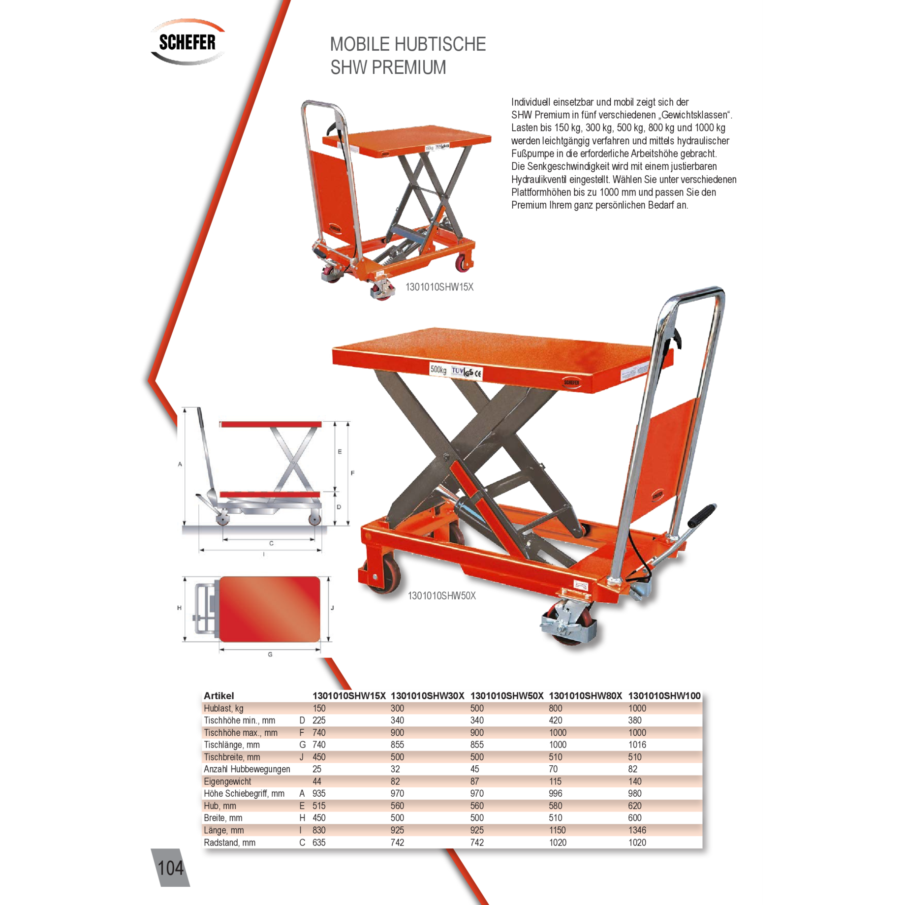 Mobiler Hubtisch SHW Premium