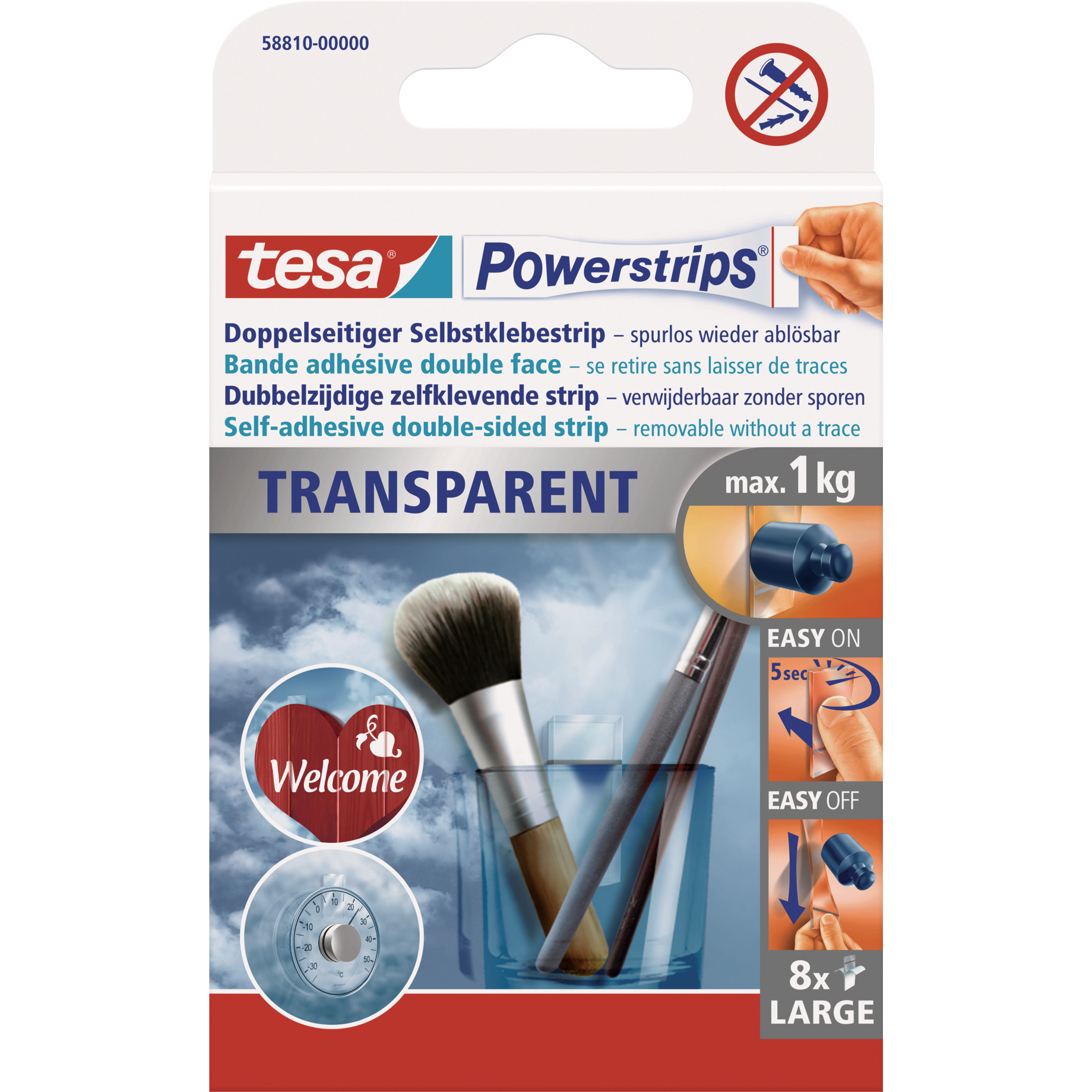 Powerstrips® transparent Large