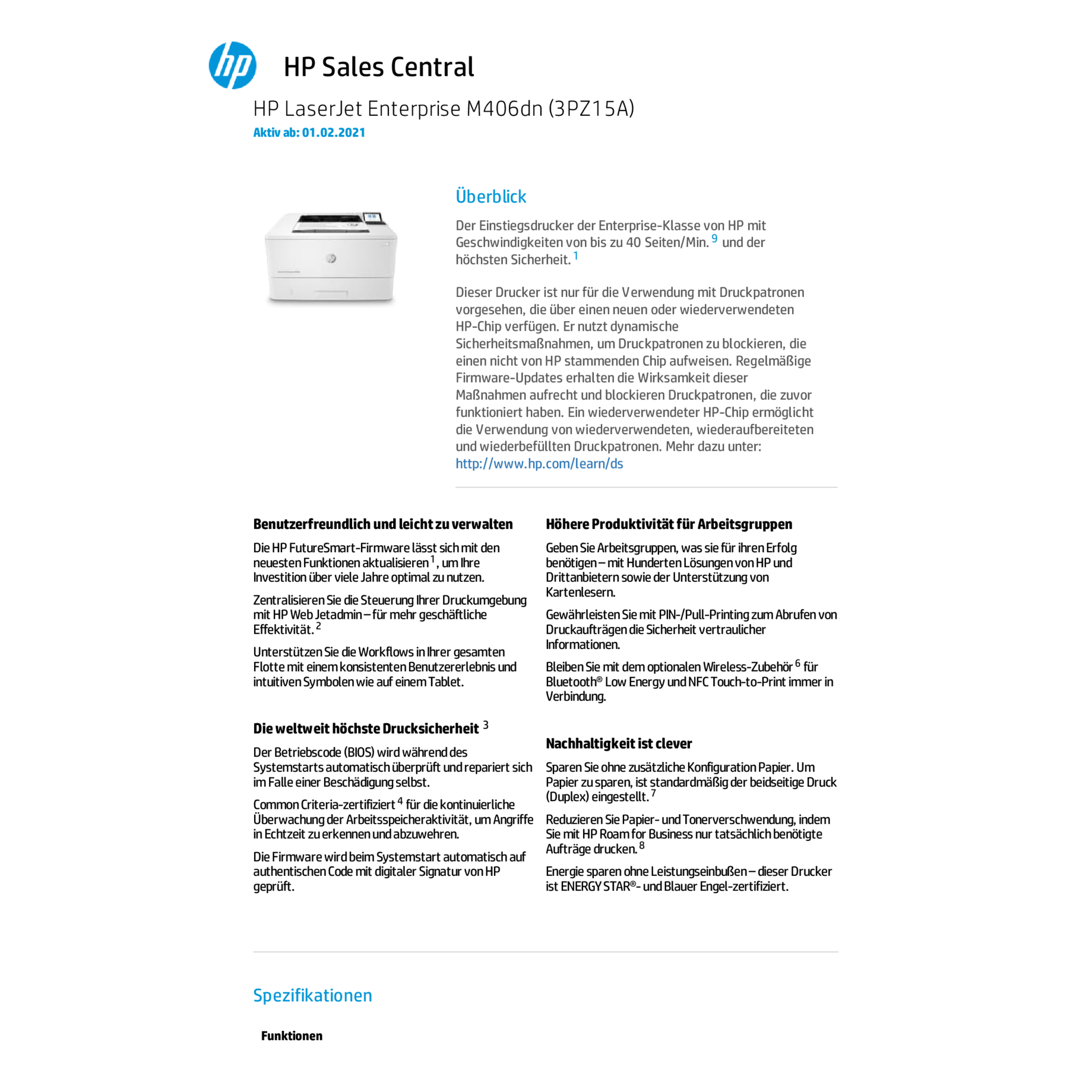hp LaserJet Enterprise M406dn
