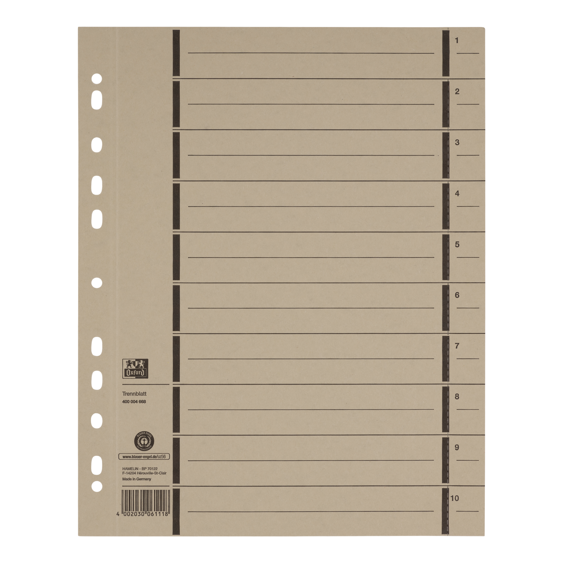 Trennblatt mit Perforation