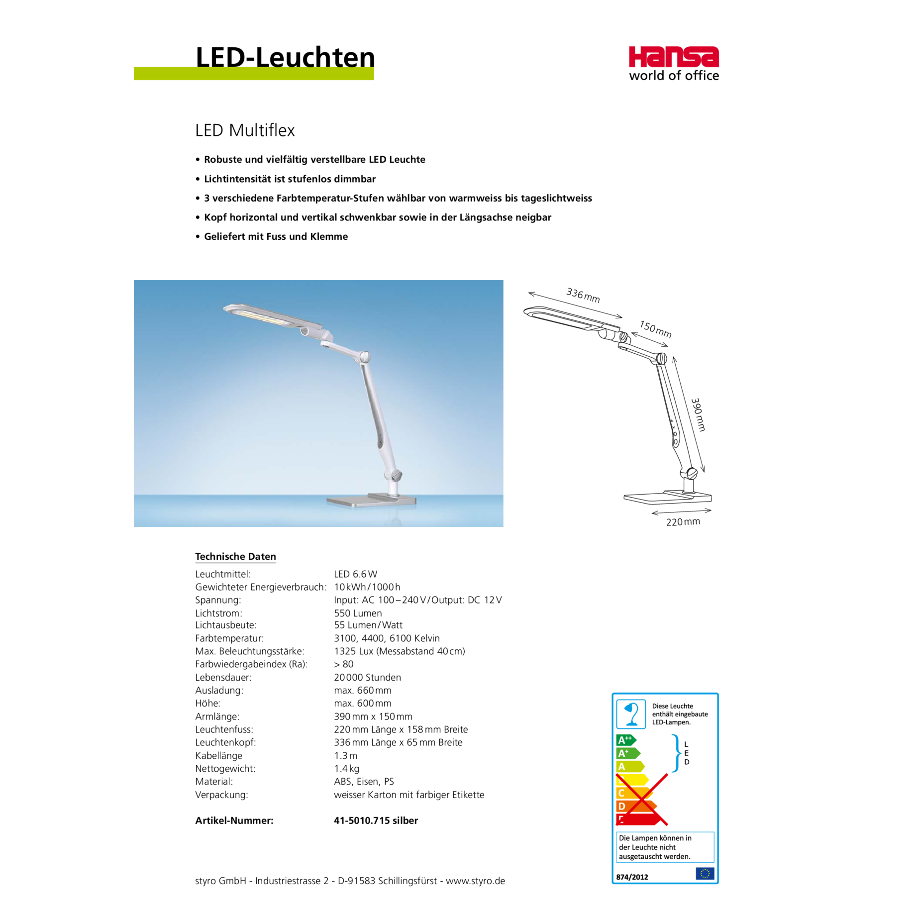 LED-Tischleuchte Multiflex