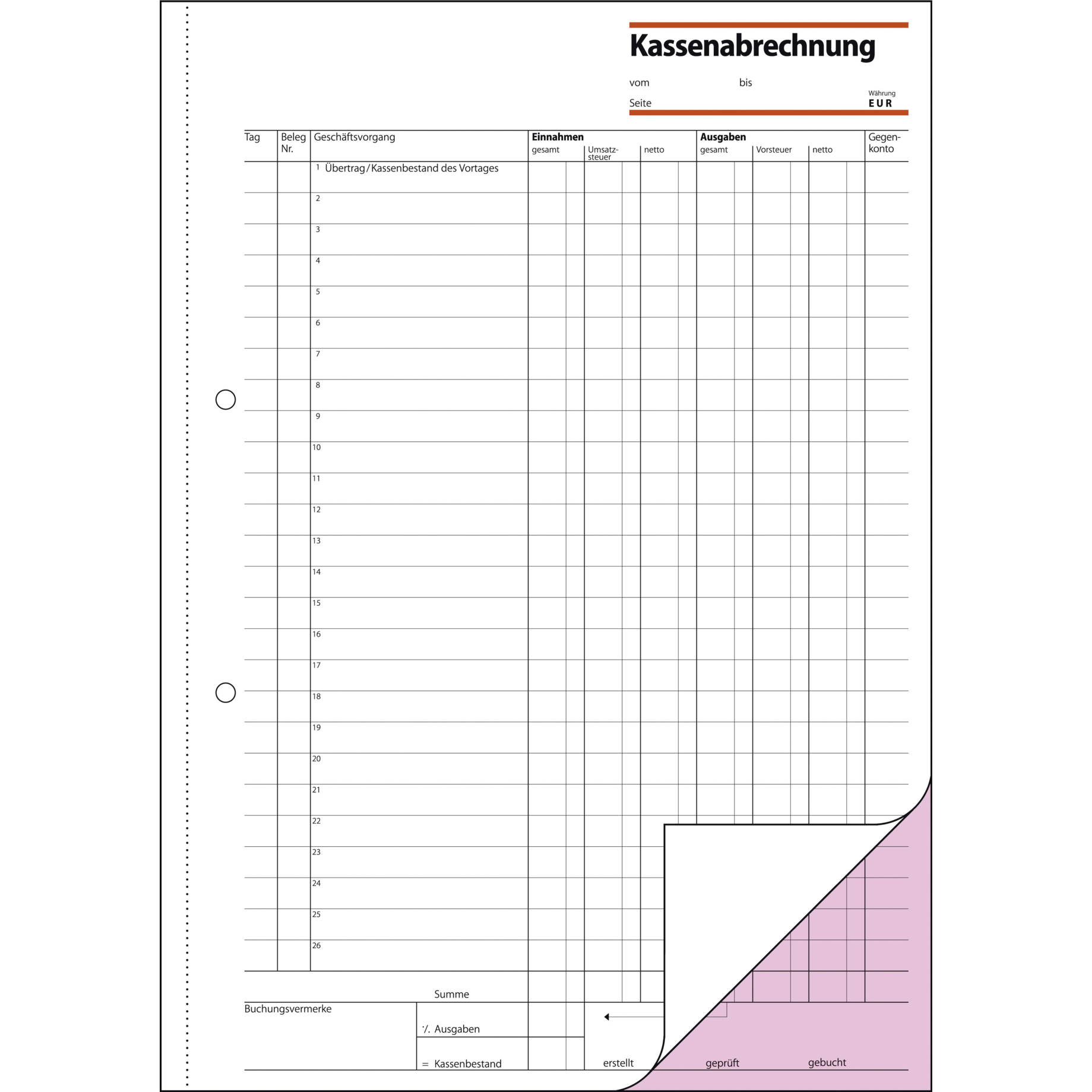 Kassenabrechnung