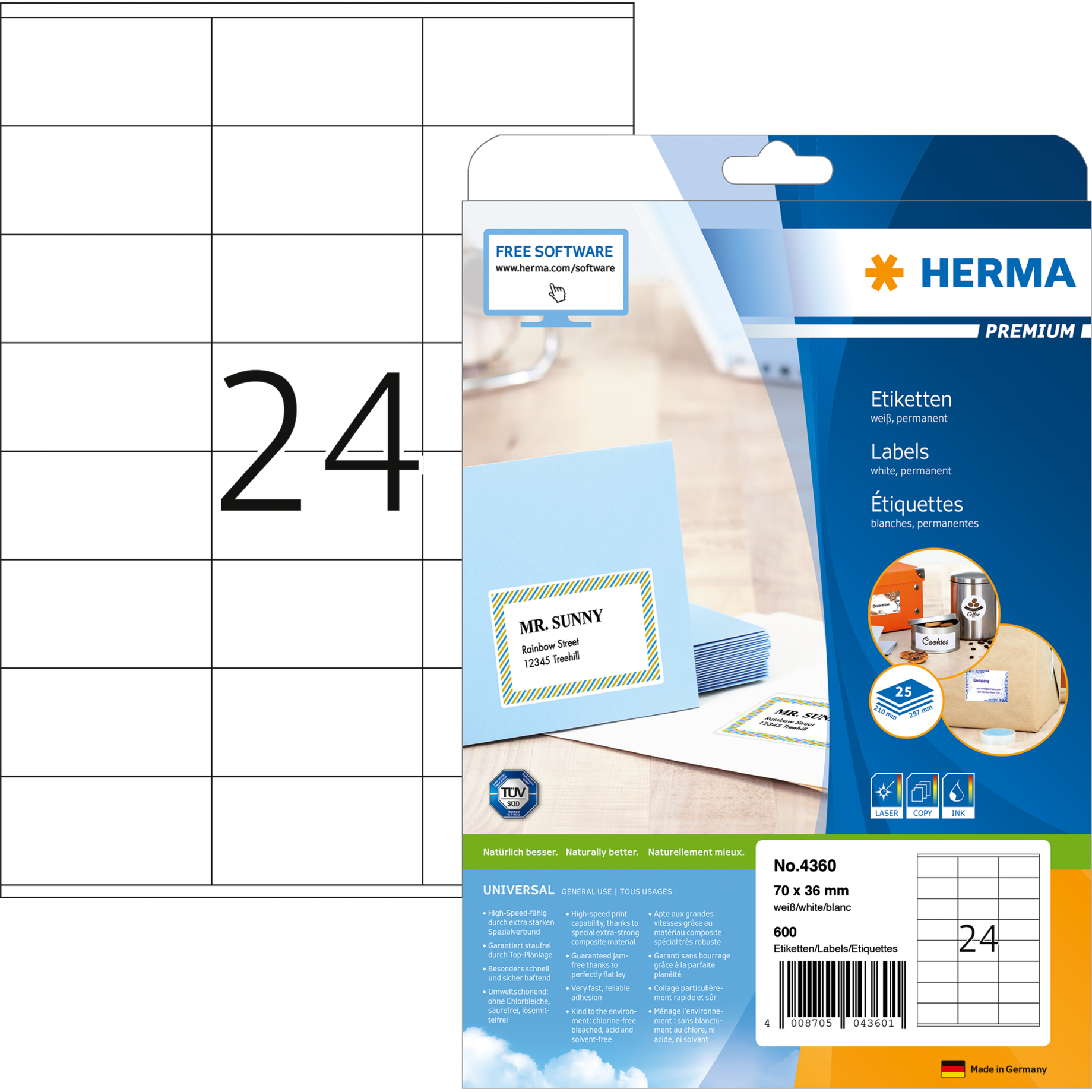 Universal-Etikett PREMIUM, ohne Rand/Eckenrundung, IM*, PG mit 25 BL