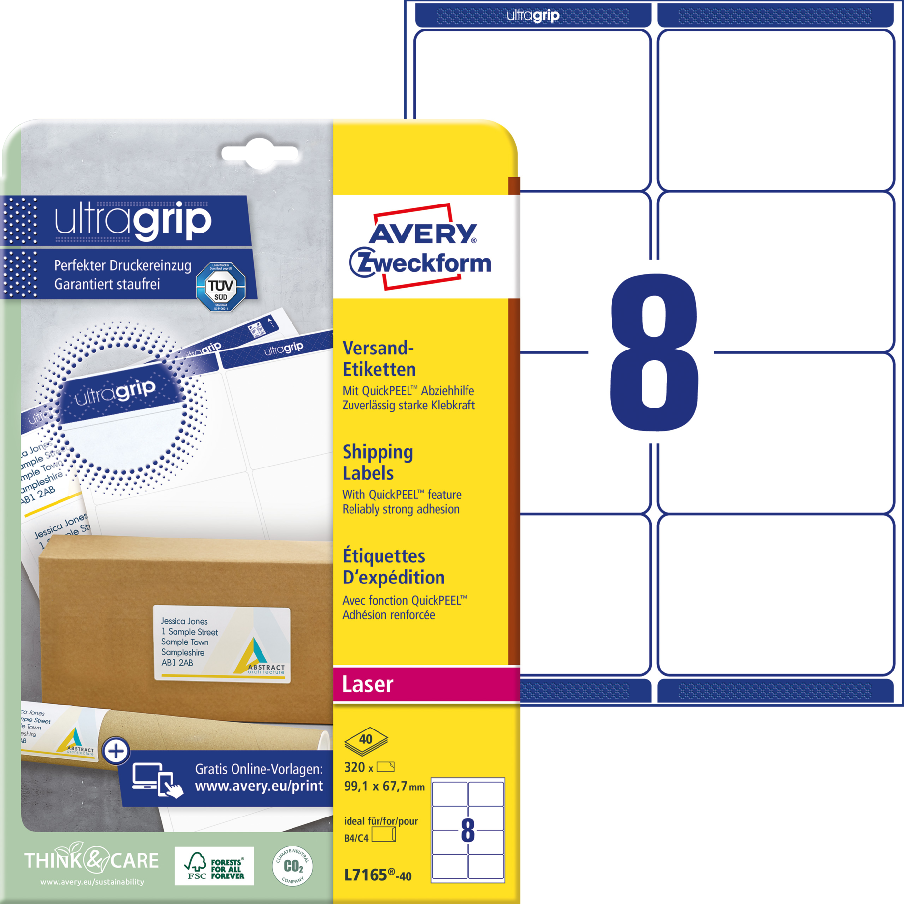 Versandetiketten für Laserdrucker ultragrip