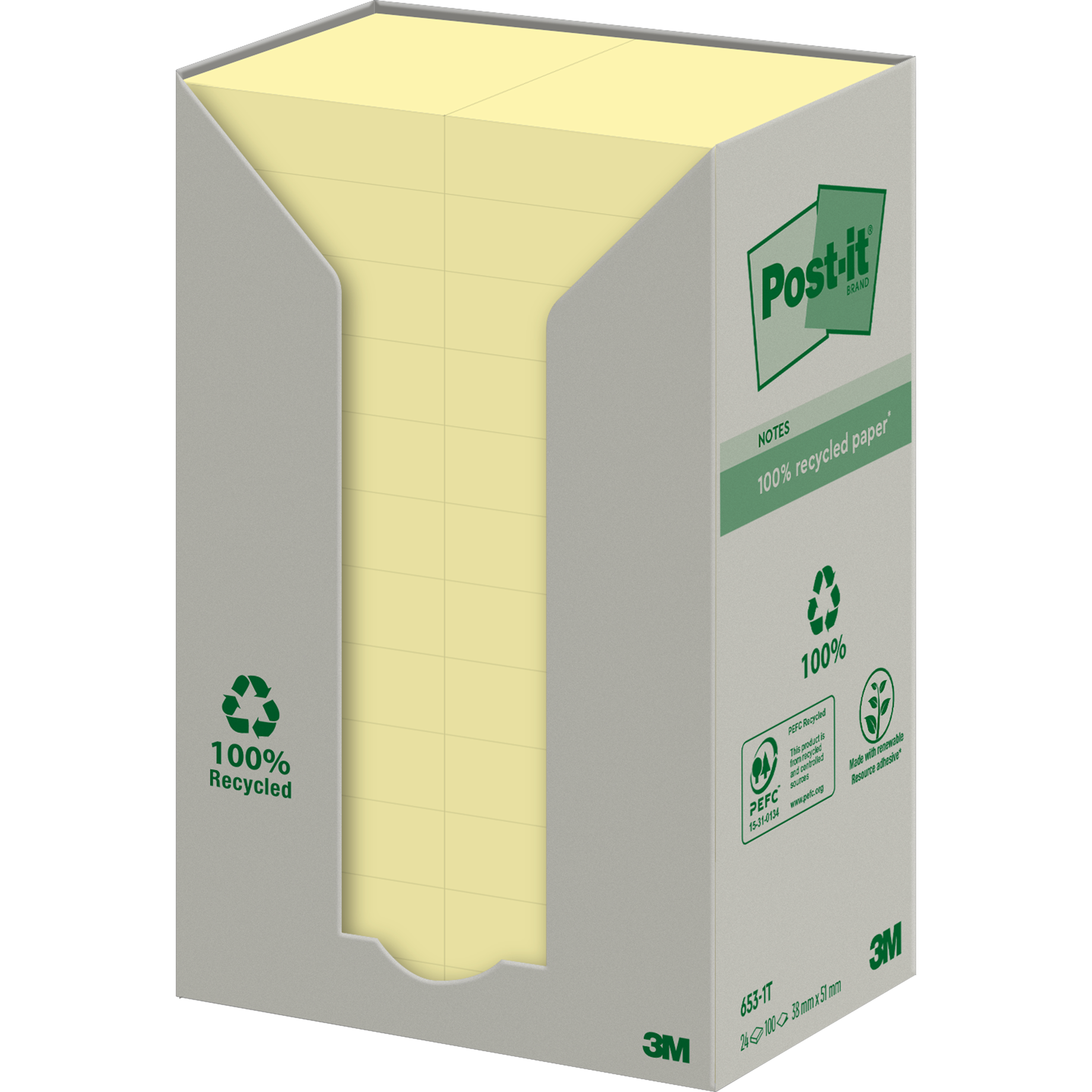 Post-it® Recycling Notes Tower, gelb