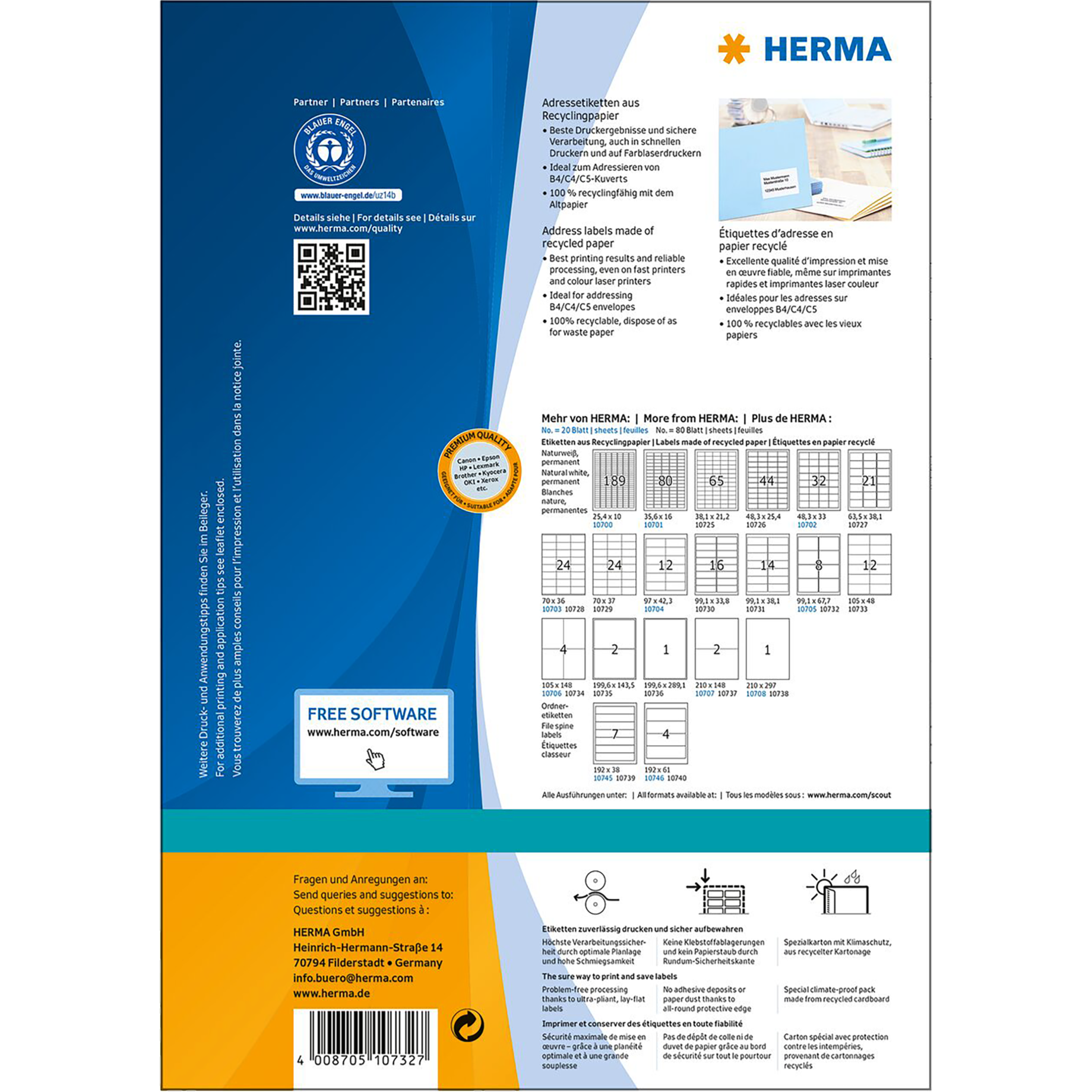 Etikett Recycling, Premium Qualität, PG mit 80 Blatt