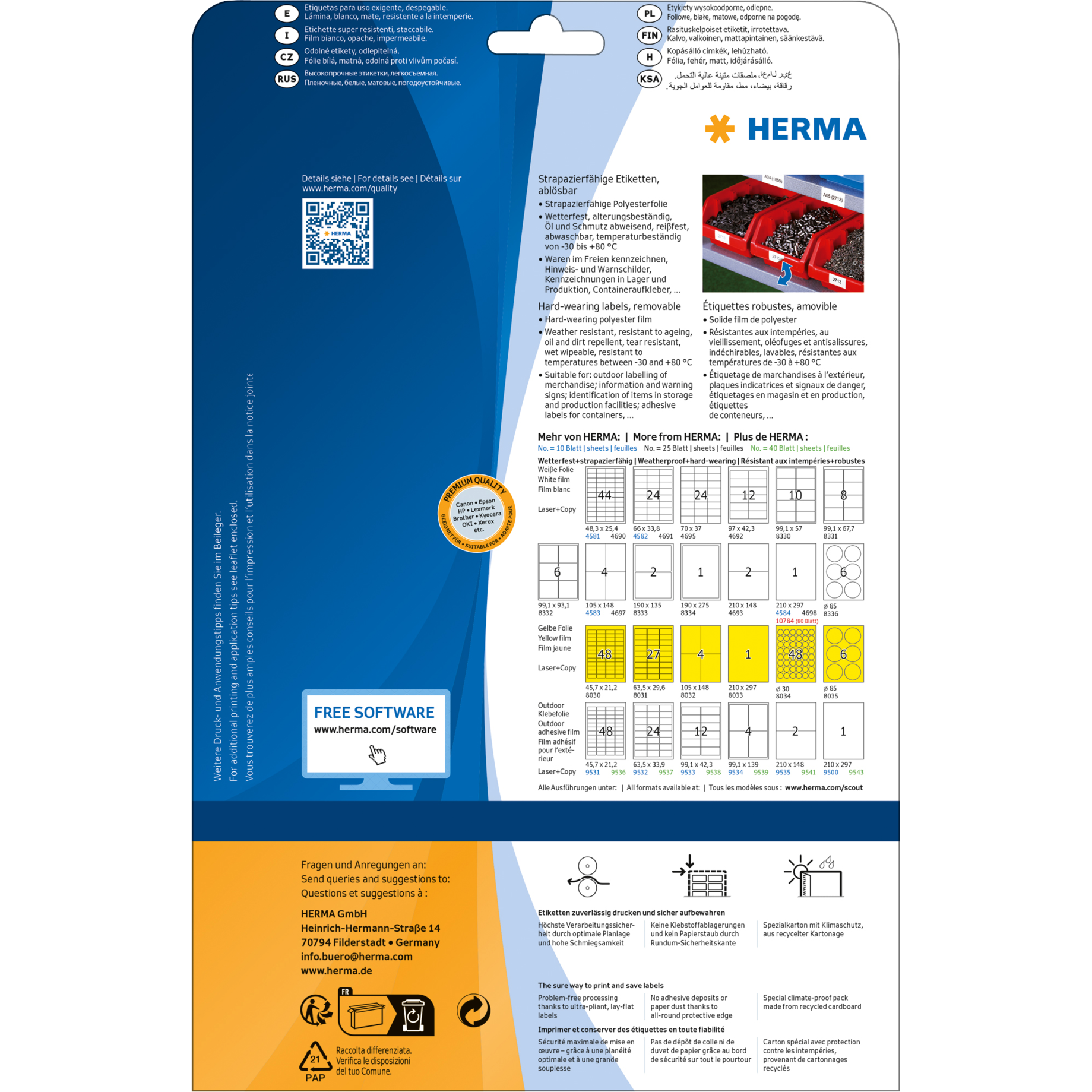 Folien-Etikett wetterfest, ablösbar Folien-Etikett wetterfest, ablösbar