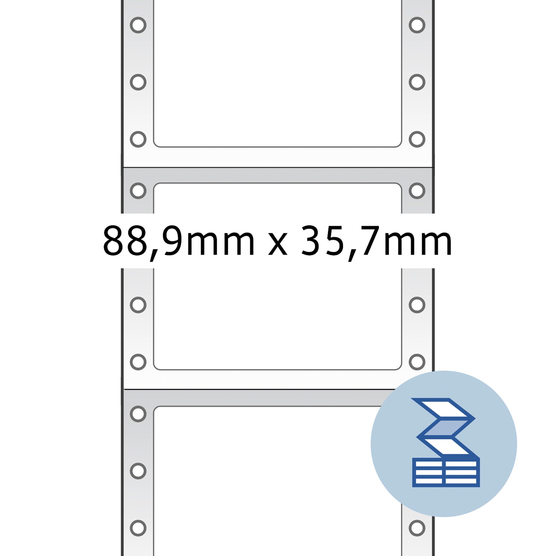 Computeretiketten, endlos, ohne Perforation, 1 Bahn