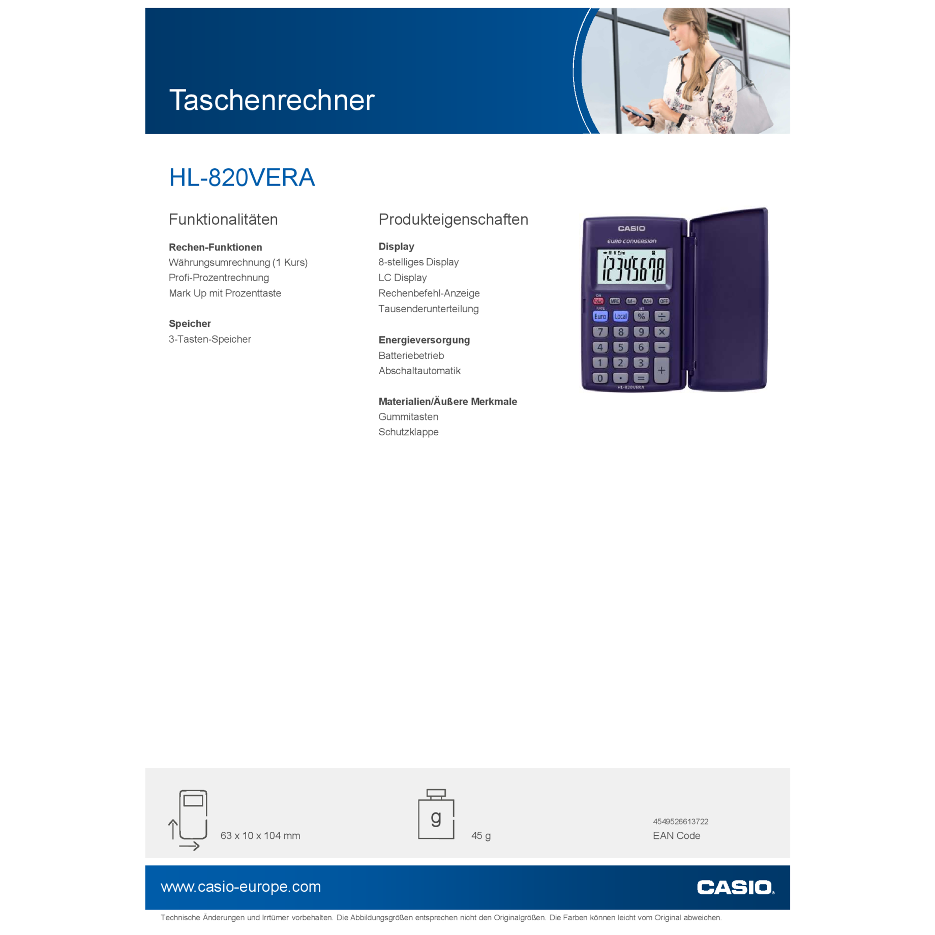 Taschenrechner HL-820VERA