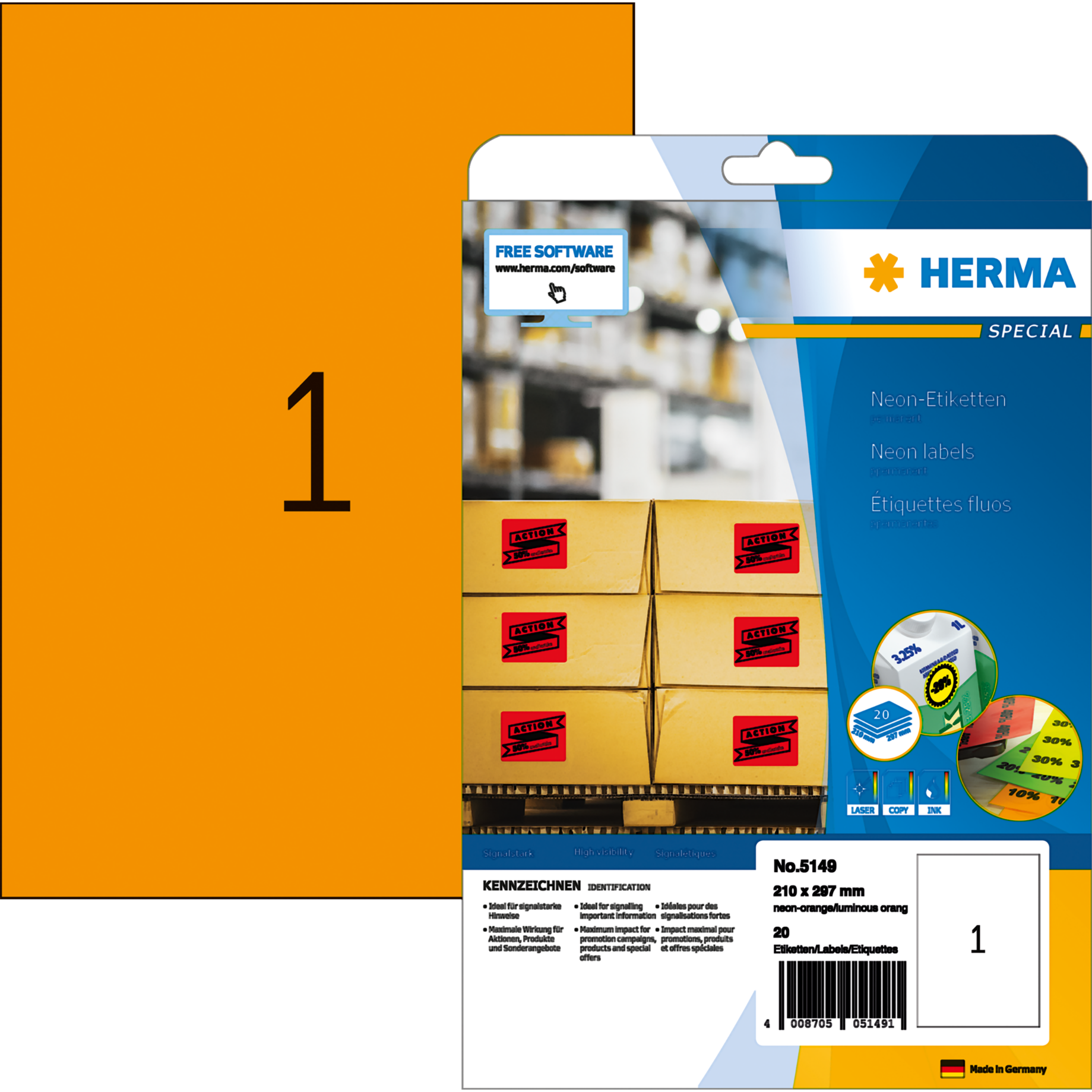 Neonetikett HERMA SPECIAL