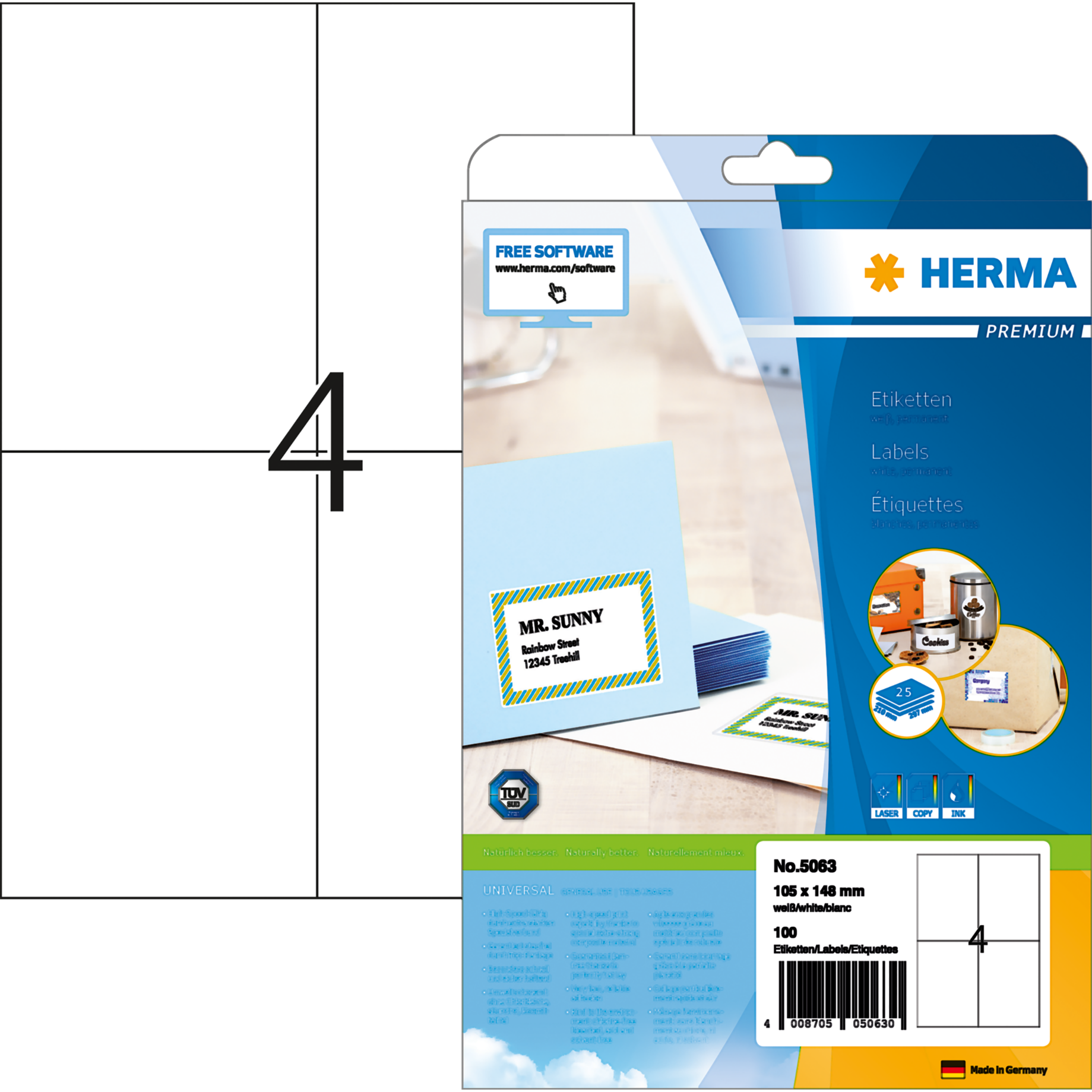 Universal-Etikett PREMIUM, ohne Rand/Eckenrundung, IM*, PG mit 25 BL