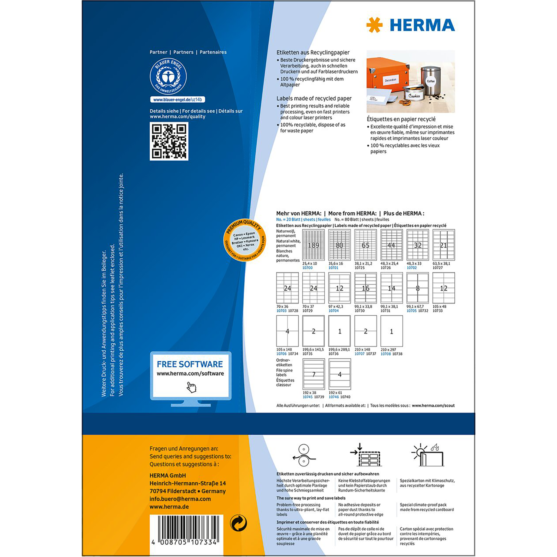 Etikett Recycling, Premium Qualität, PG mit 80 Blatt
