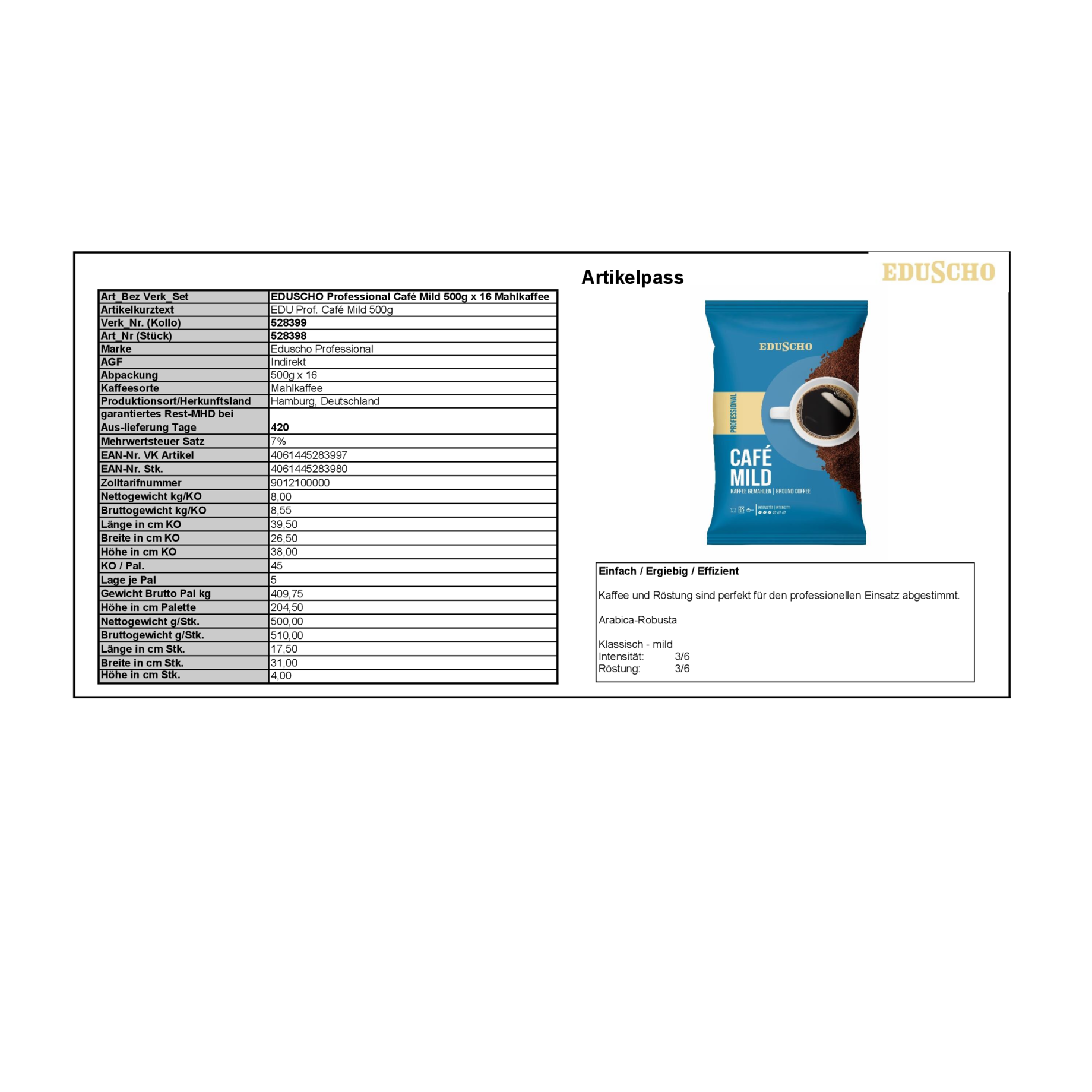 Eduscho Professional Filterkaffee Café Mild