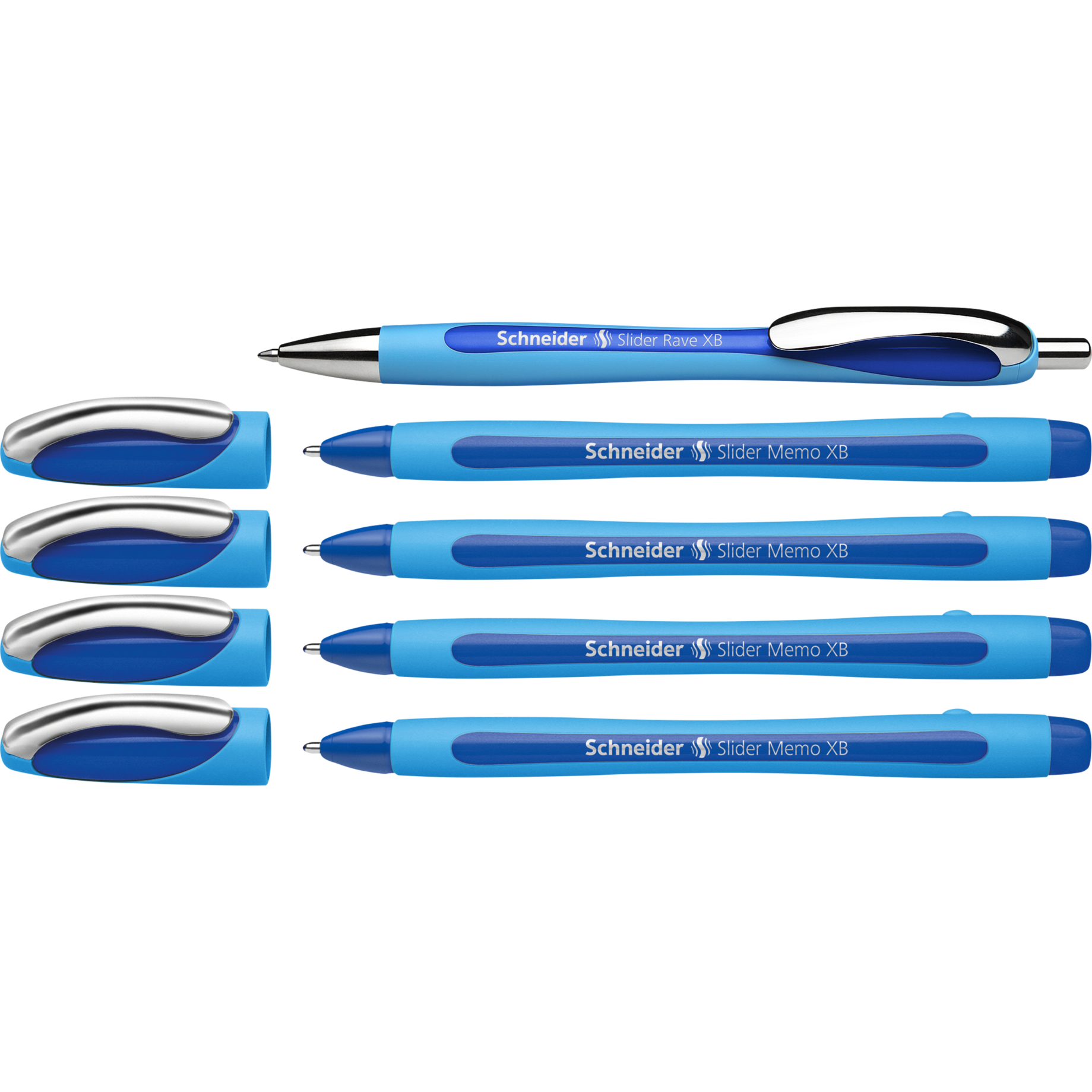 Kugelschreiber Etui mit 4x Slider Memo XB + 1x Slider Rave gratis