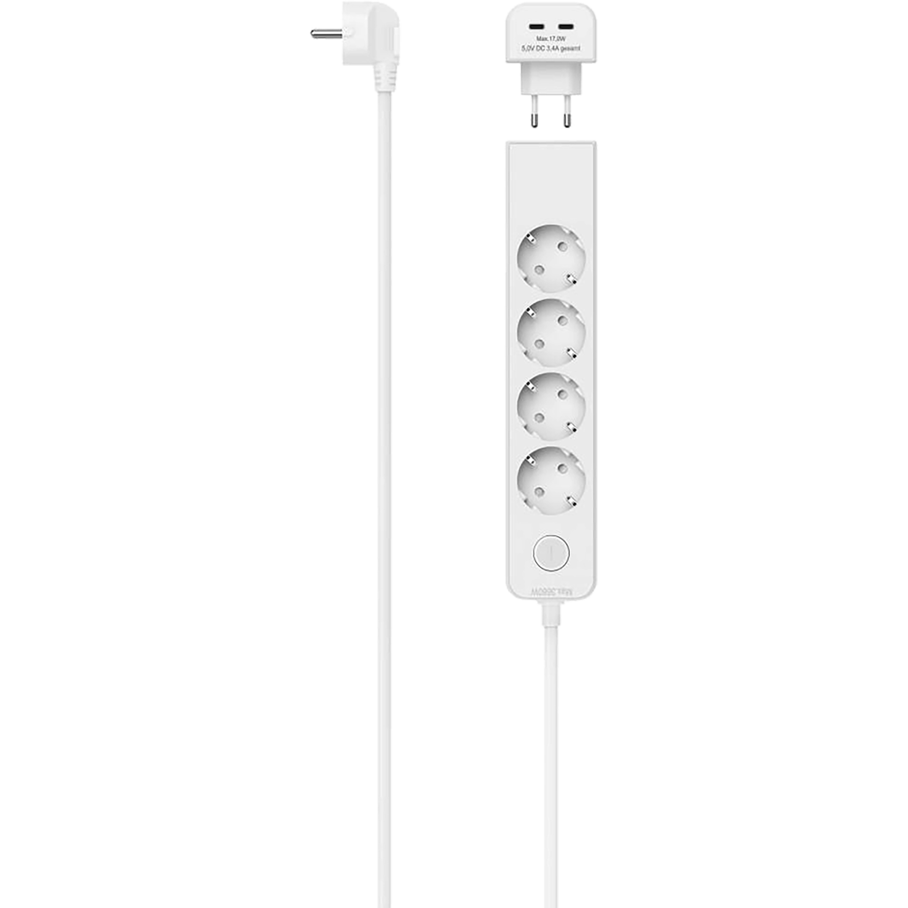Steckdosenleiste 5-fach mit USB-C-Adapter