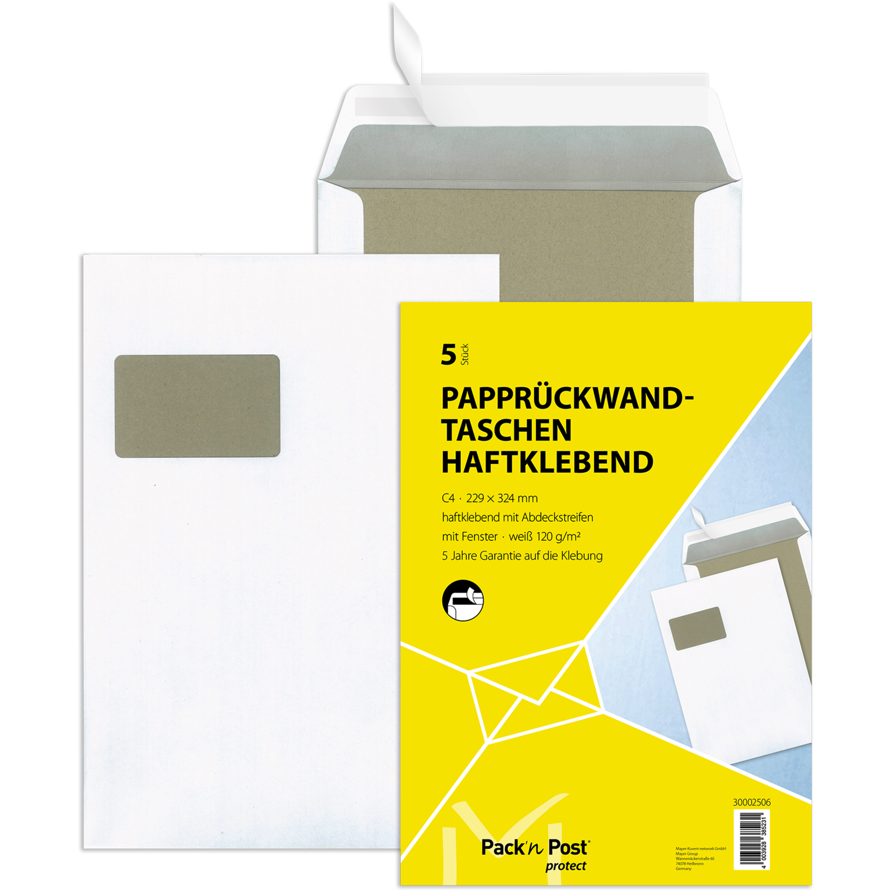 Versandtasche mit Papprückwand Kleinpackung