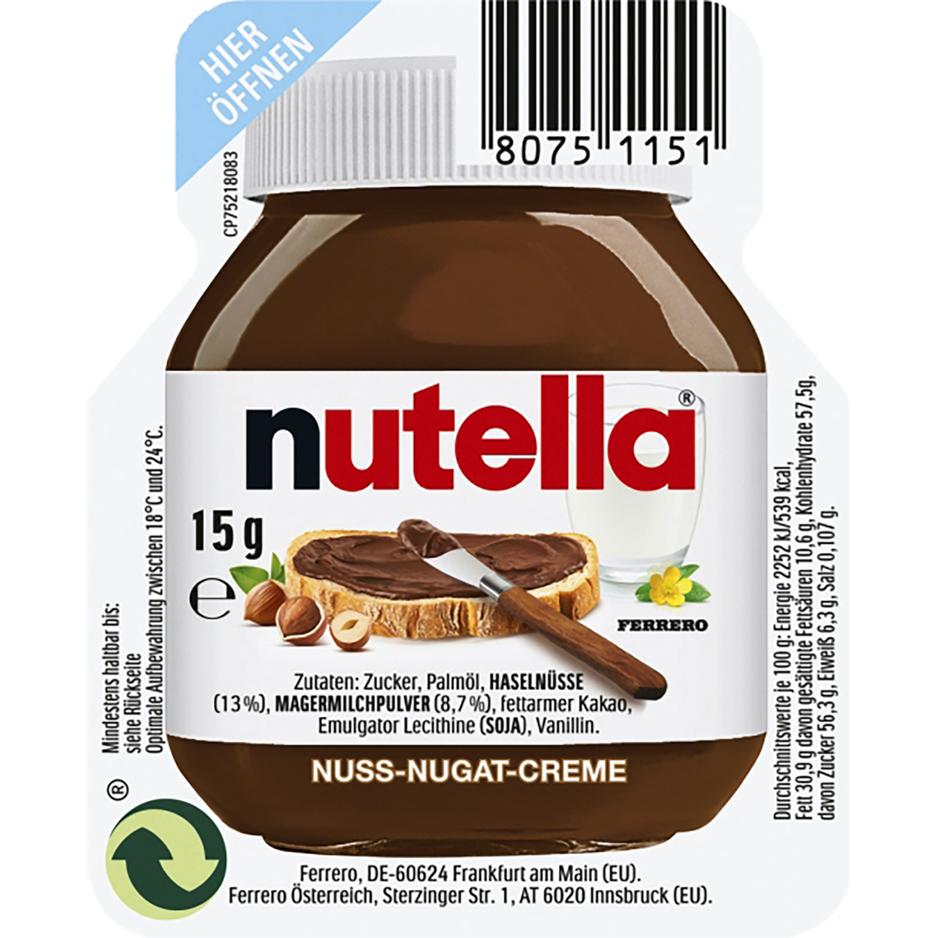 Nuss-Nougat Creme Portion