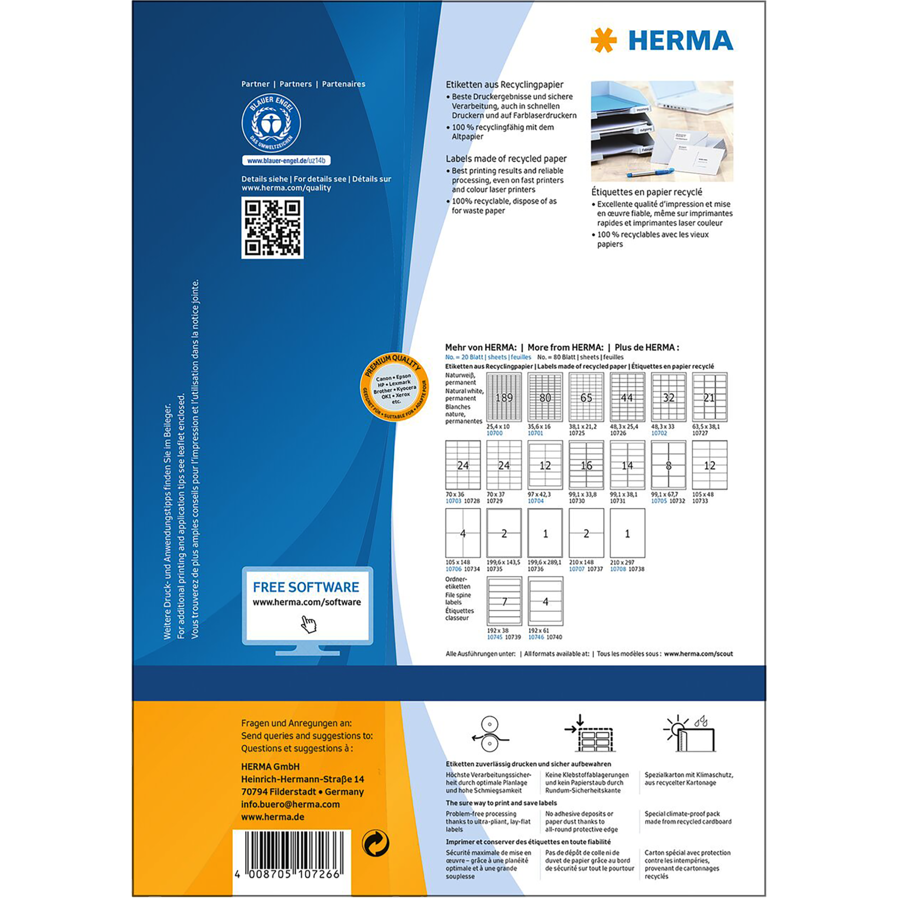 Etikett Recycling, Premium Qualität, PG mit 80 Blatt