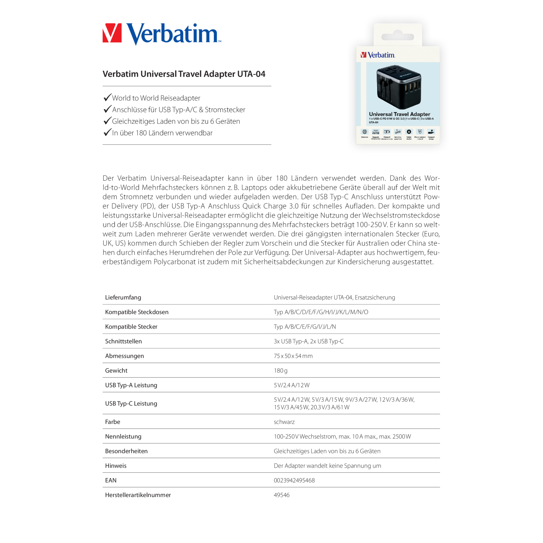 Universal-Reiseadapter UTA-04