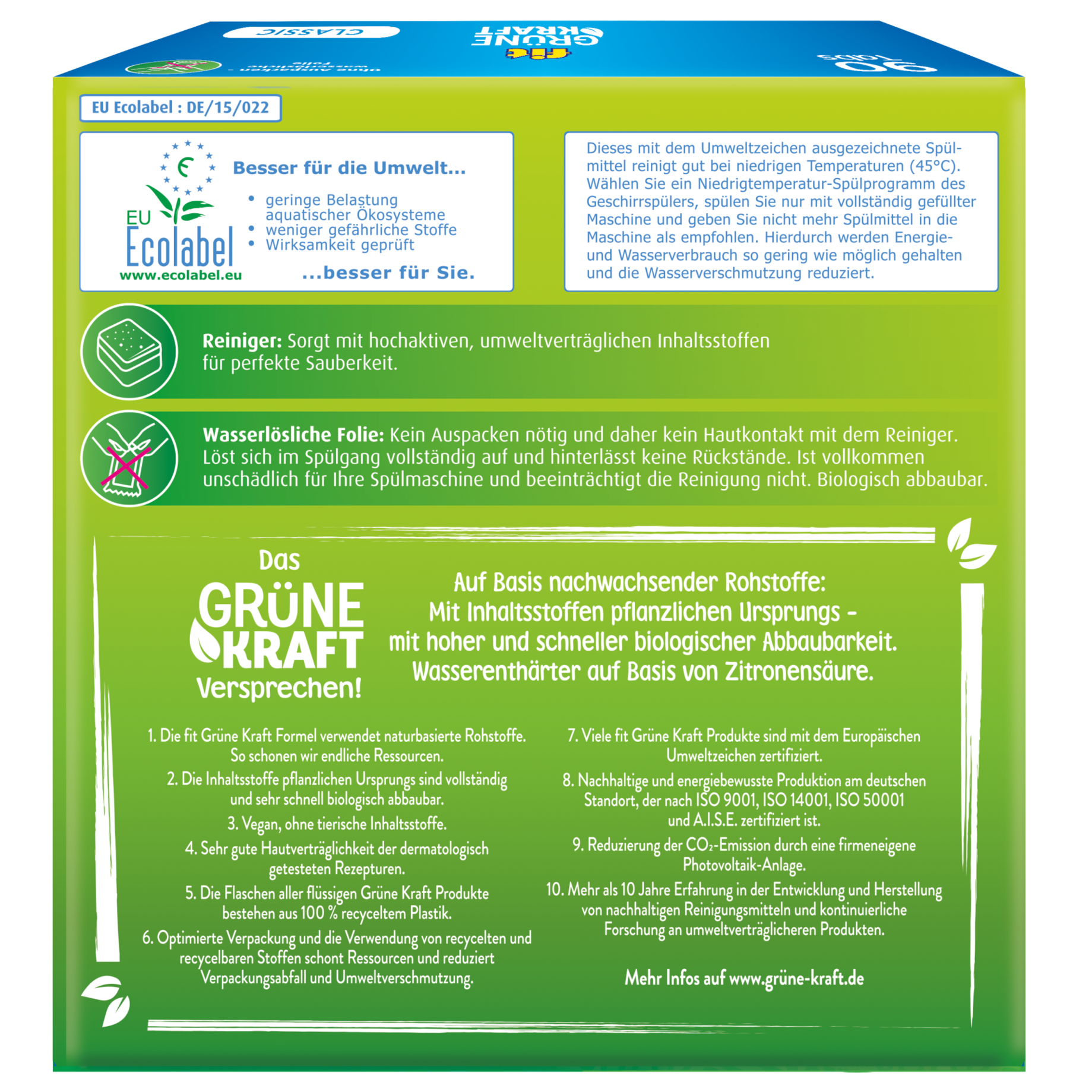 Geschirrreiniger Tabs Grüne Kraft Classic XXL