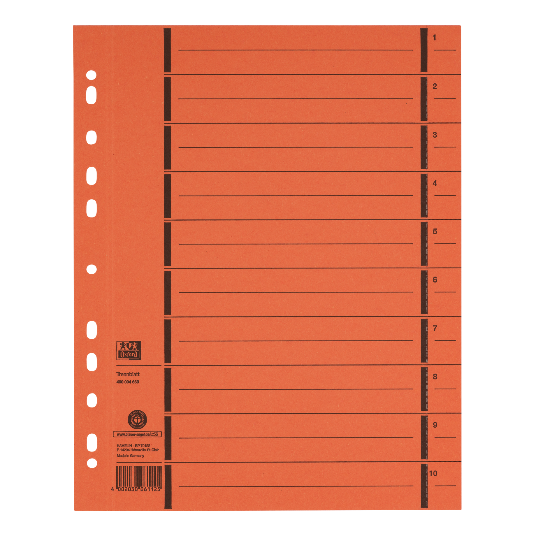 Trennblatt mit Perforation