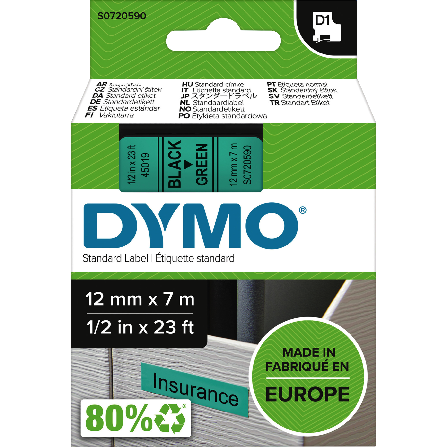 D1-Schriftbandkassette, 12 mm