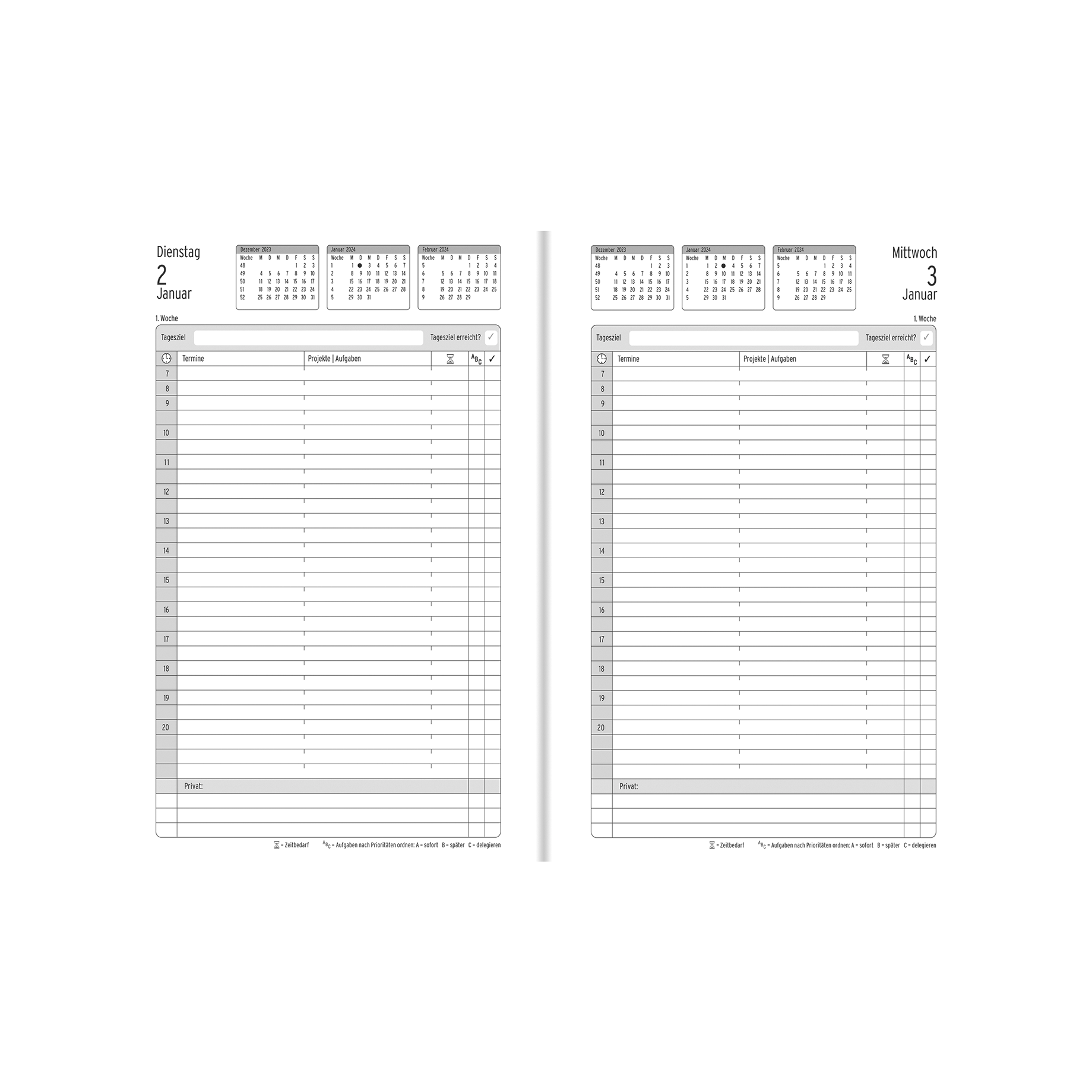 Chronobook Buchkalender A5, Tagesplan, Hardcover Chronobook Buchkalender A5, Tagesplan, Hardcover