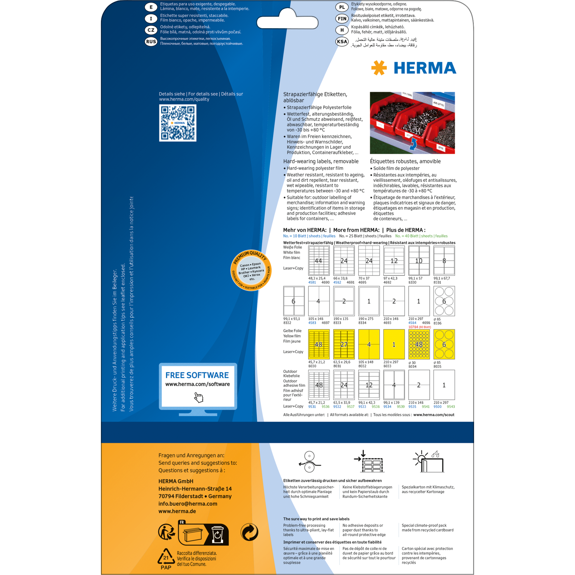 Folien-Etikett wetterfest, ablösbar, mit Rand, ohne Rundung Folien-Etikett wetterfest, ablösbar, mit Rand, ohne Rundung