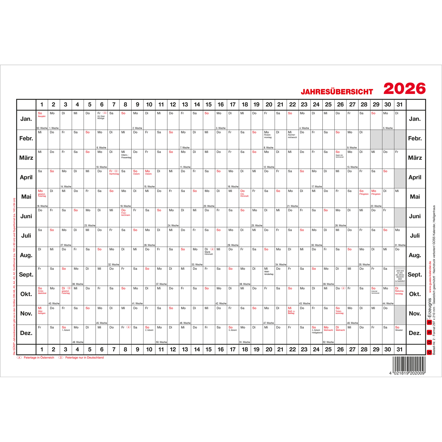 Text, Kalender