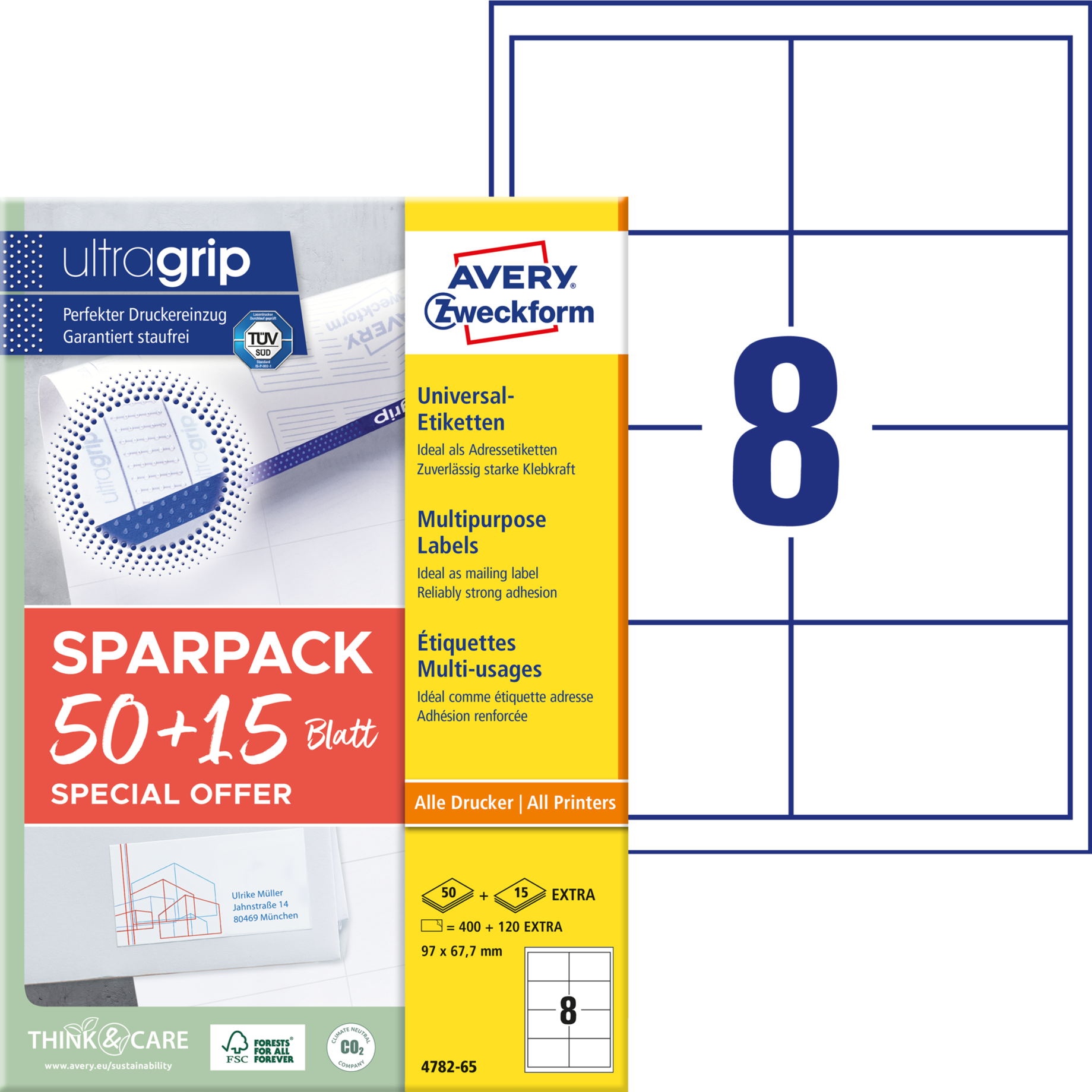 Universal-Etikett ultragrip + 15 Blatt EXTRA