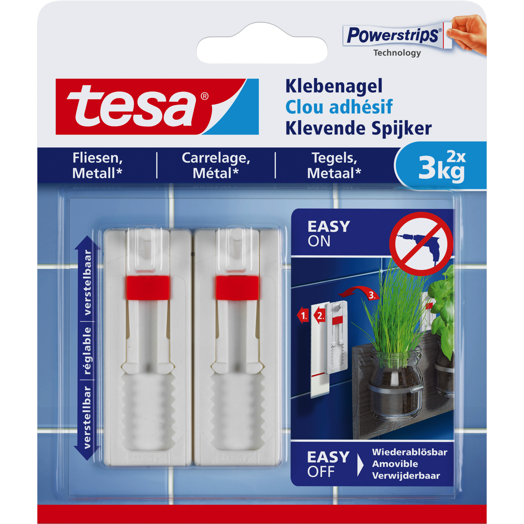Verstellbarer Klebenagel für Fliesen und Metall