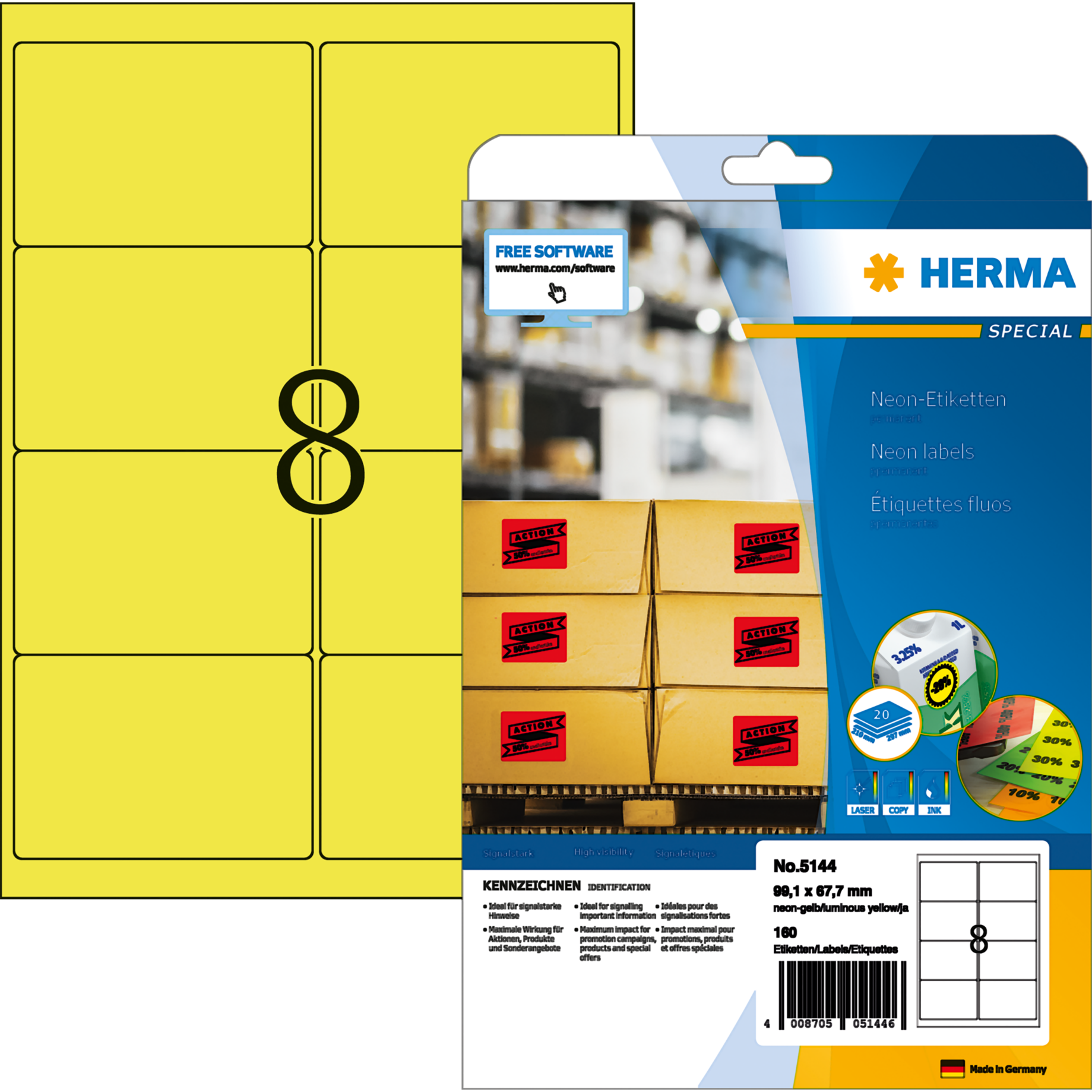 Neonetikett HERMA SPECIAL