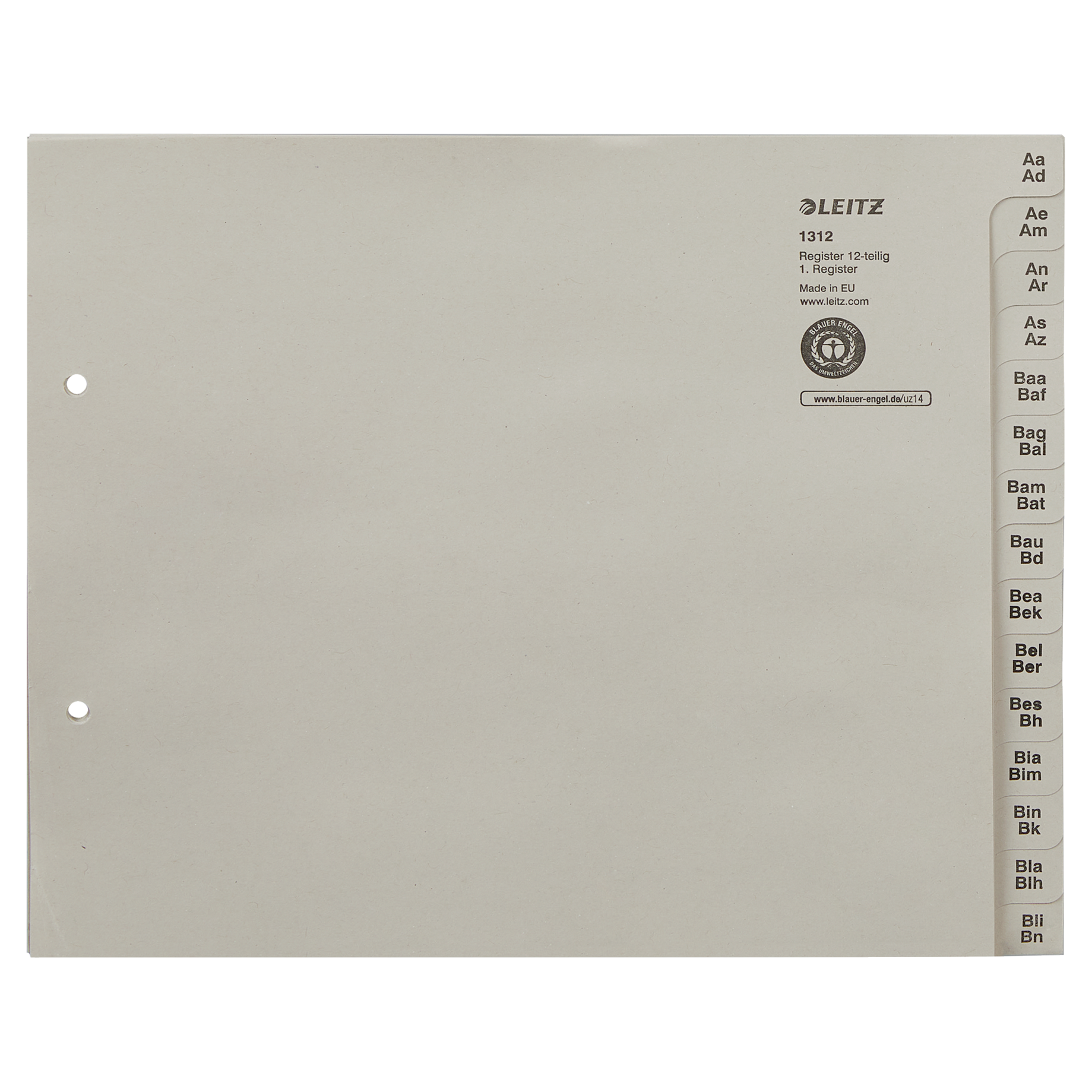Registerserie A - Z aus Papier