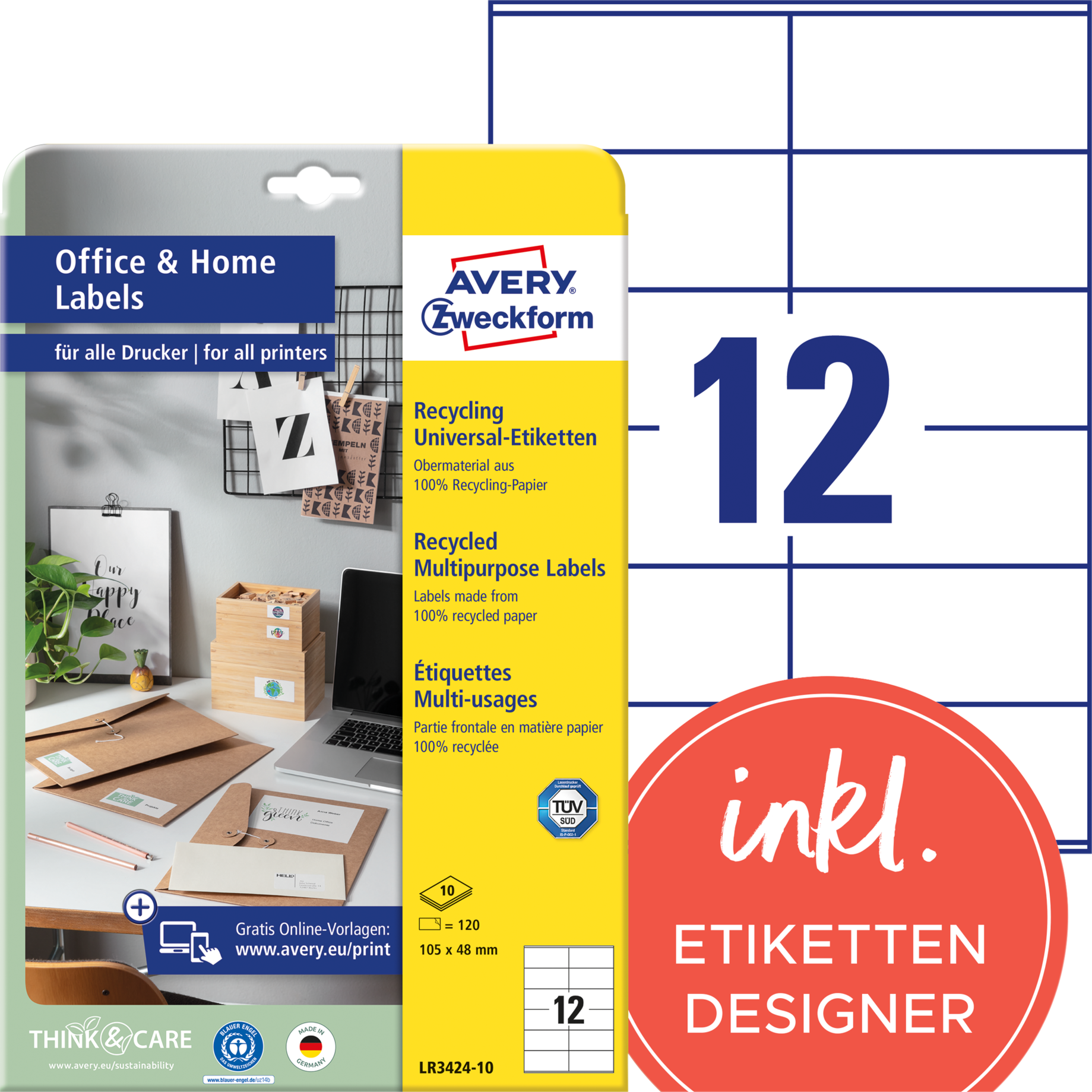 Recycling Universal-Etikett, Office & Home