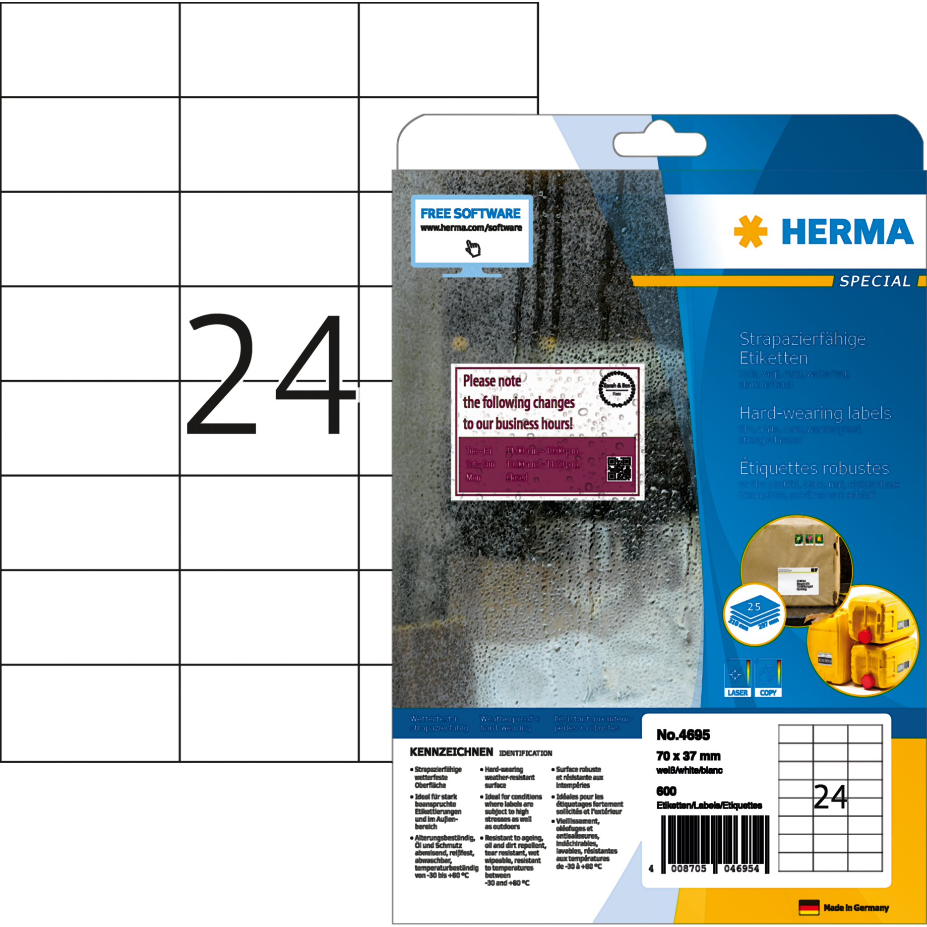 Folien-Etikett weiß, ohne Rand