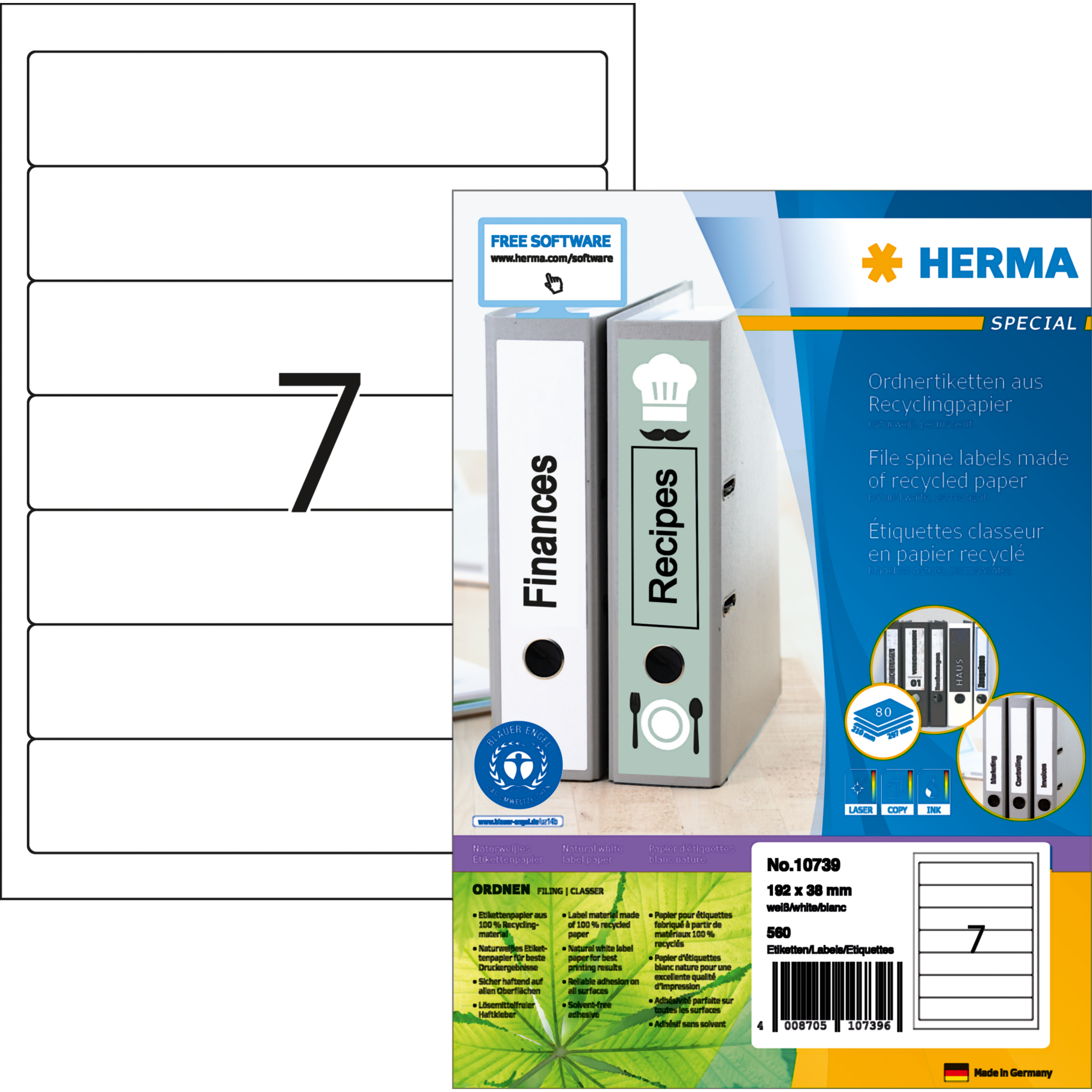 Etikett Recycling, Premium Qualität, PG mit 80 Blatt