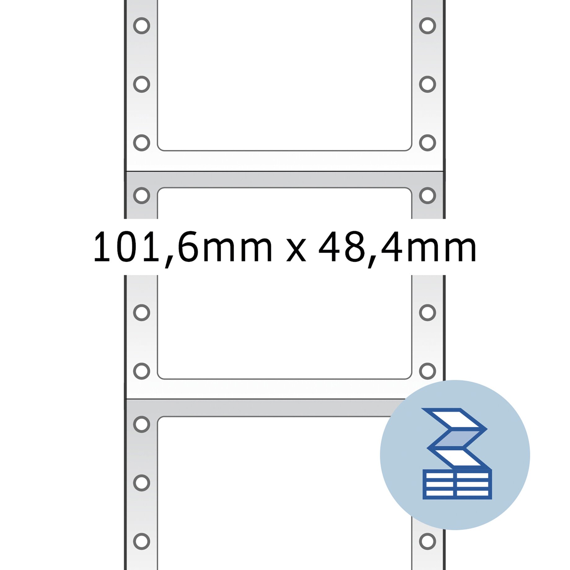 Computeretiketten, endlos, ohne Perforation, 1 Bahn
