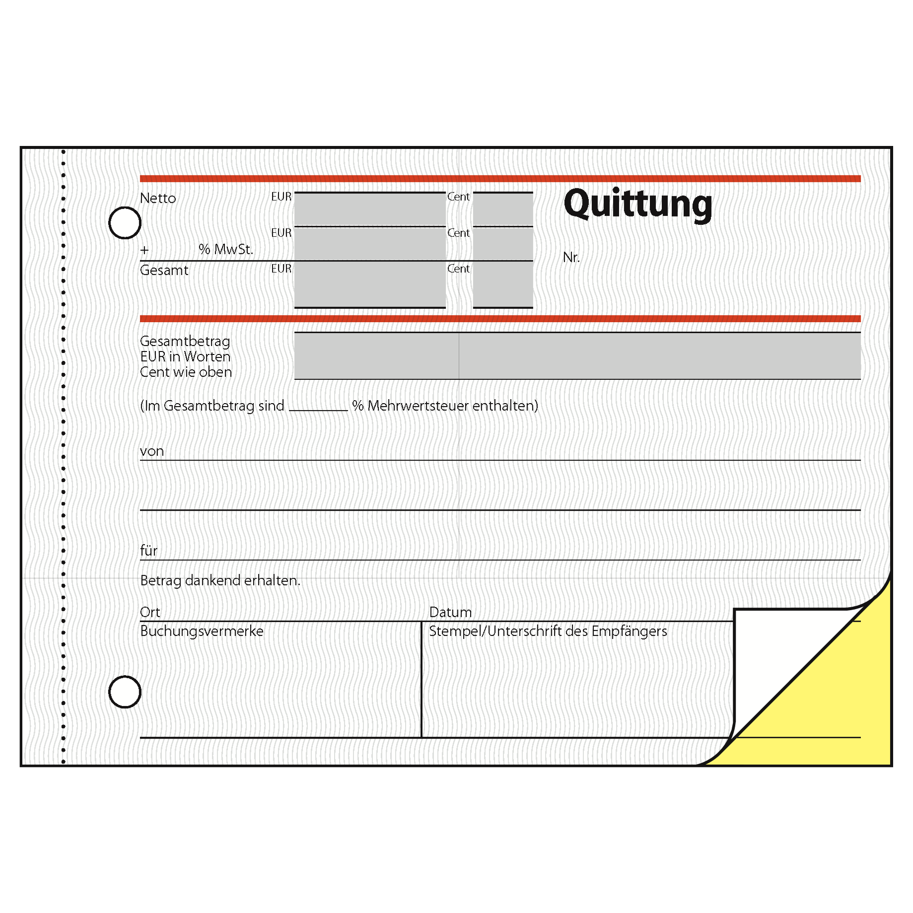 Quittung, selbstdurchschreibend