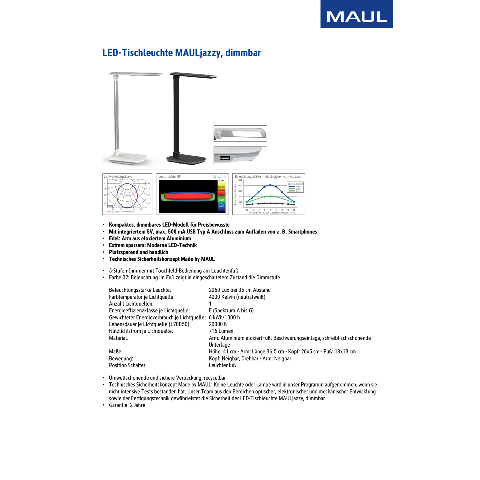LED-Tischleuchte MAULjazzy, dimmbar
