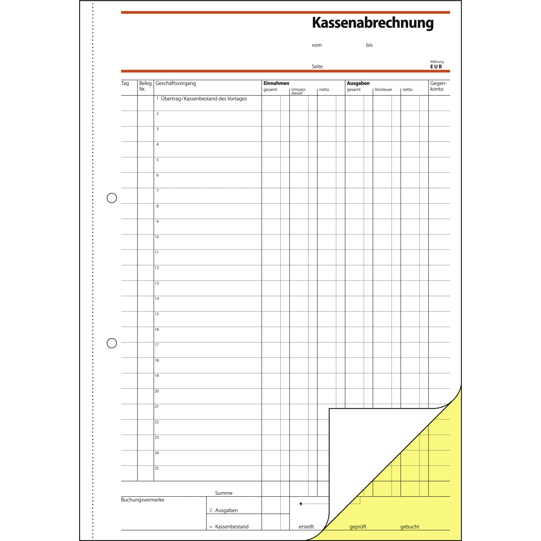 Kassenabrechnung