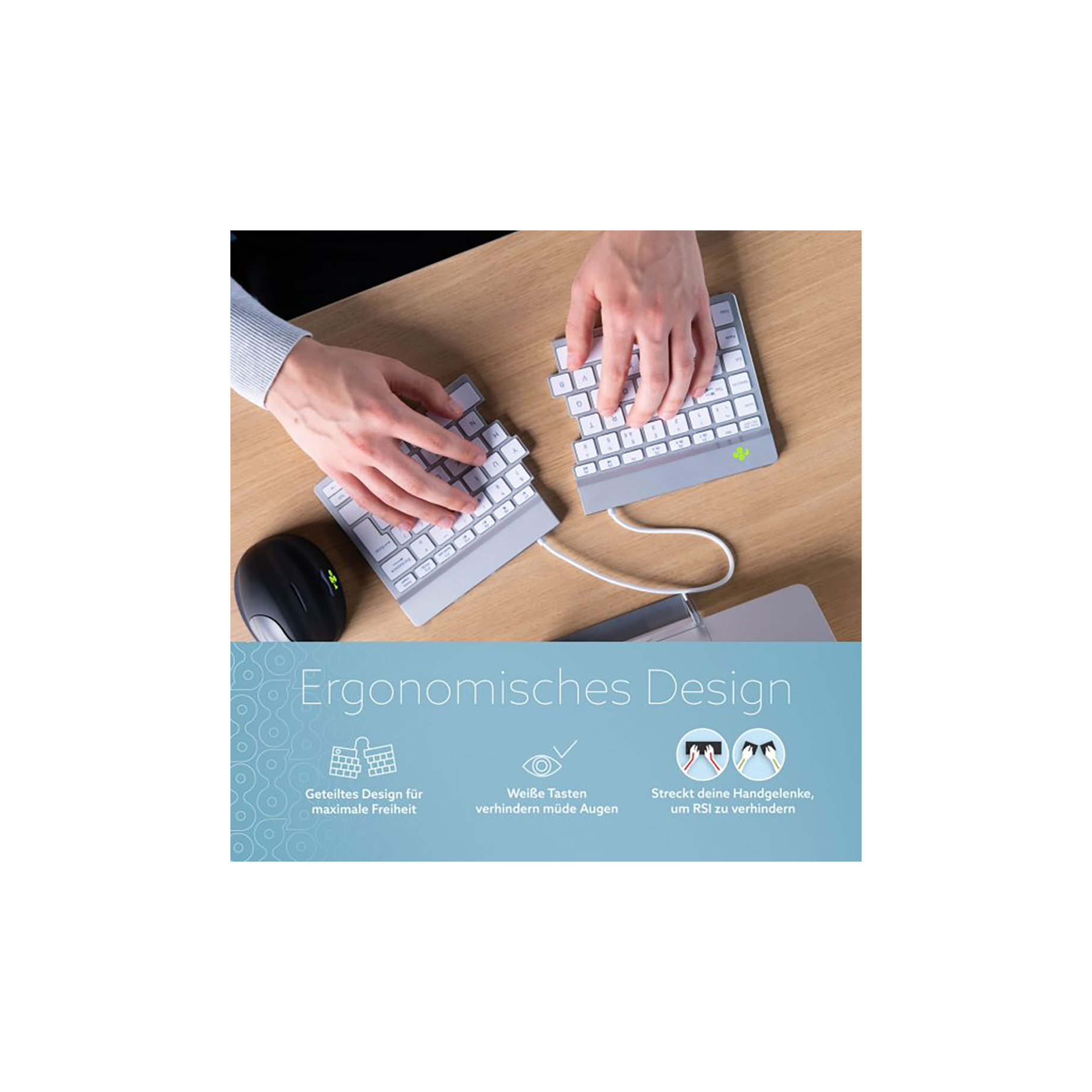 Ergonomische Tastatur R-Go Split Break, Bluetooth 5.0