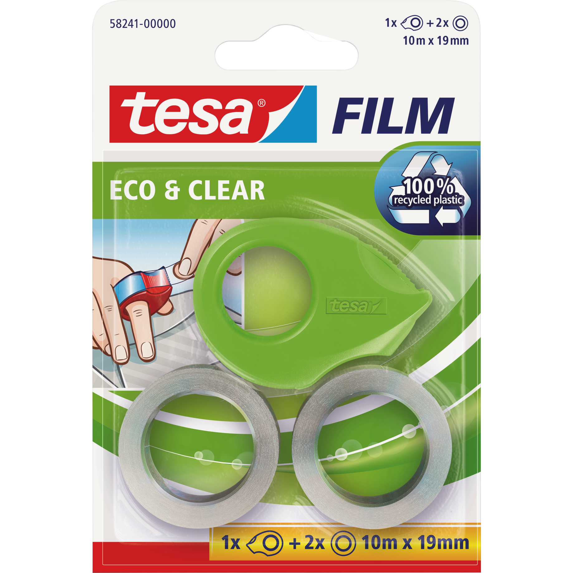 tesafilm® Eco & Clear mit Mini Abroller ecologo®