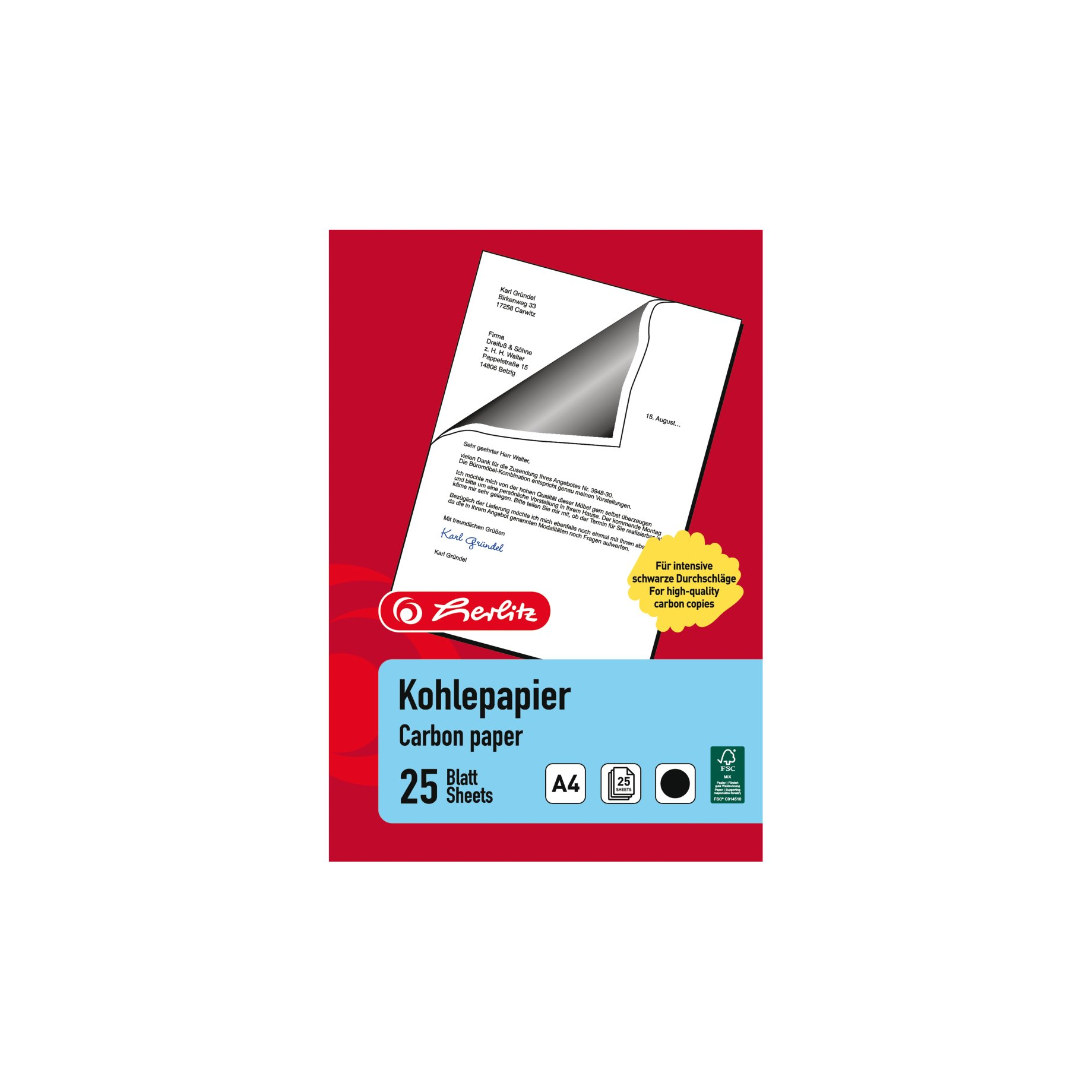 Kohlepapier für Schreibmaschinendurchschläge