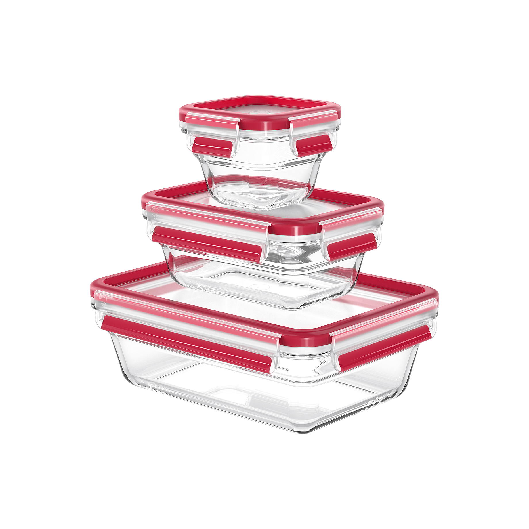 Glas-Frischhaltedose Clip & Close eckig, 3er Set