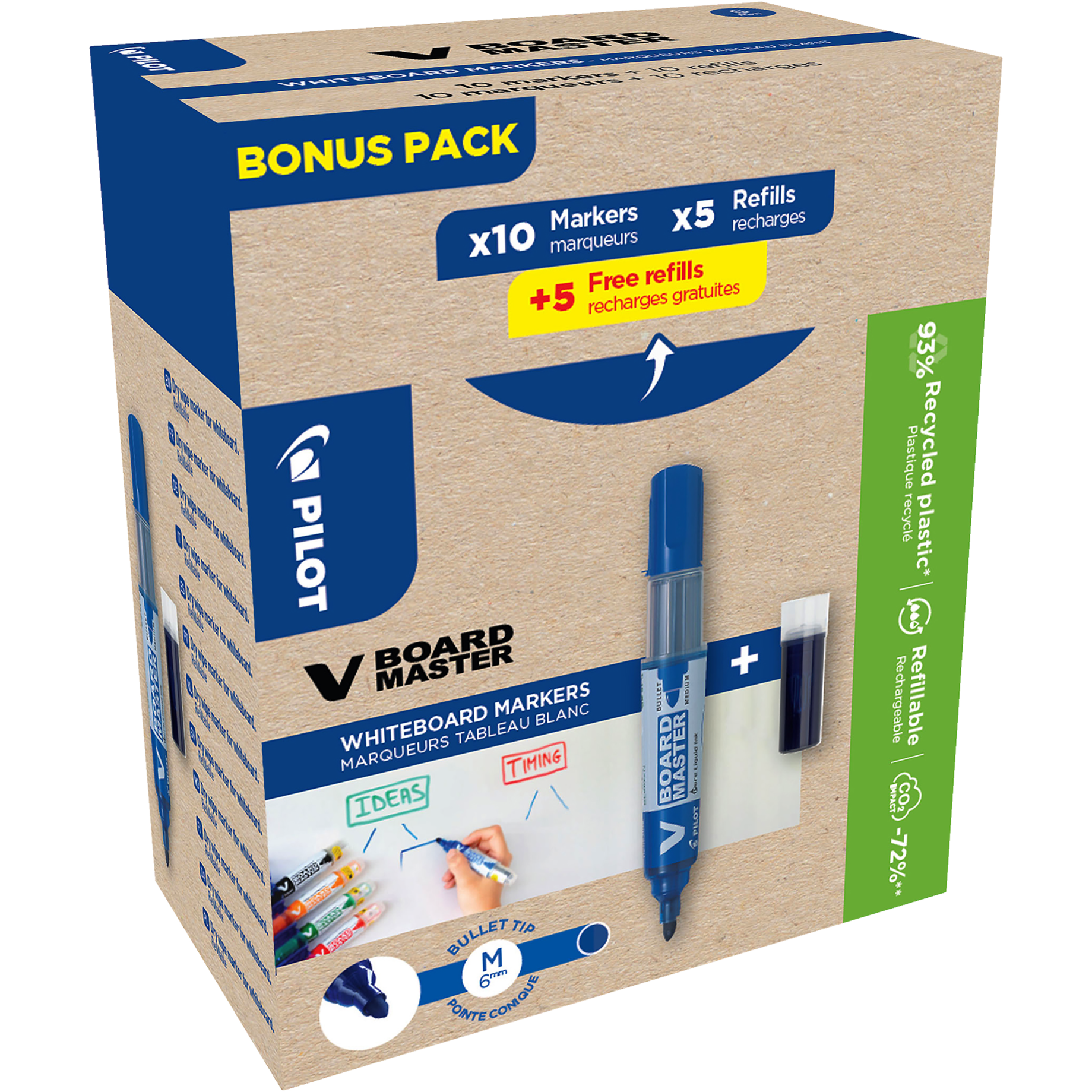 Whiteboardmarker V-Board Master 6.0 (M) BeGreen & Patronen Bonusspack 10+10