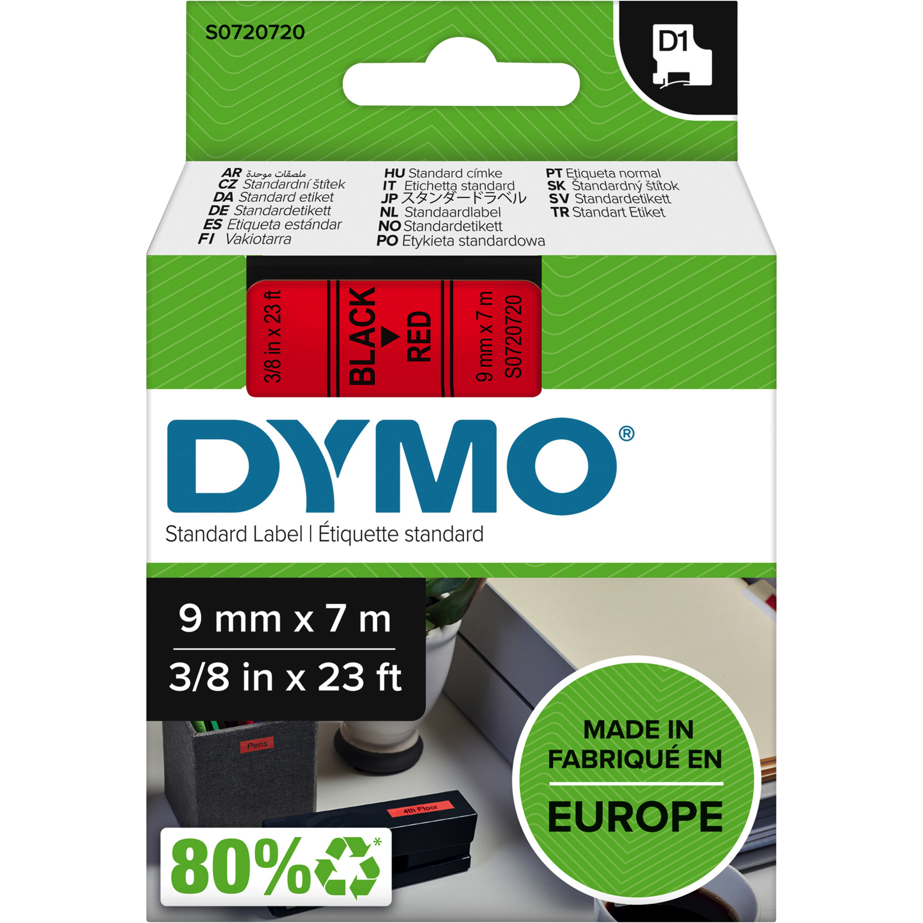 D1-Schriftbandkassette, 9 mm
